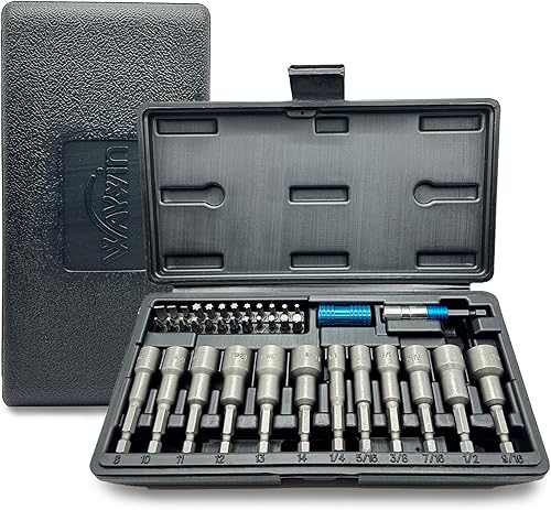 Miniatura 8 de Juego de 9 destornilladores y tuercas antideslizantes para taladro de impacto Juego de brocas de cabeza hexagonal de 14 pulgadas (SAE 316", 14",