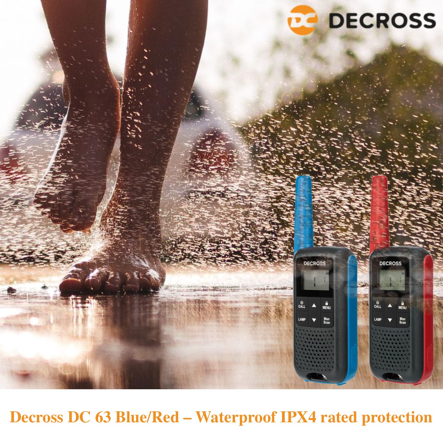 63 Walkie Talkie, 2Set Walki Talki bis zu 8 km, PMR446 16 Kanäle, VOX, Taschenlampe, IPX4, EIN schönes Geschenk, Wanderungen, Camping, Akku (Blau)