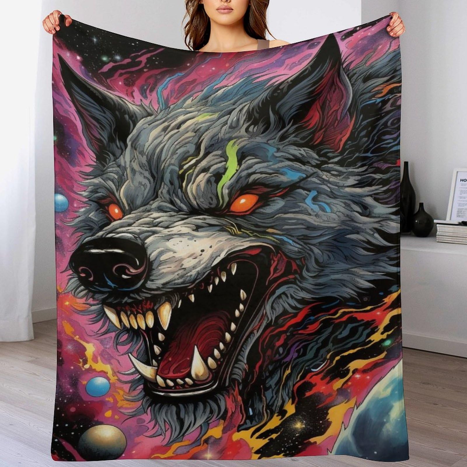 Manta de franela hiena de 130x150 cm lavable para sofa o cama