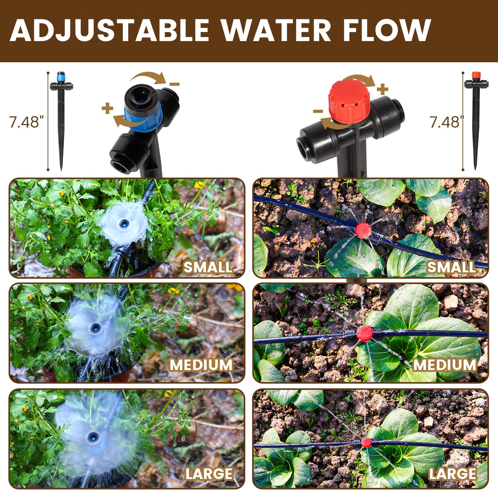 Kit d'irrigation goutte à goutte à connexion rapide de 30 m, système d'arrosage automatique pour pelouse, serre surélevée, arrosage des plantes avec tubes de 6,35 mm, émetteurs goutte à goutte