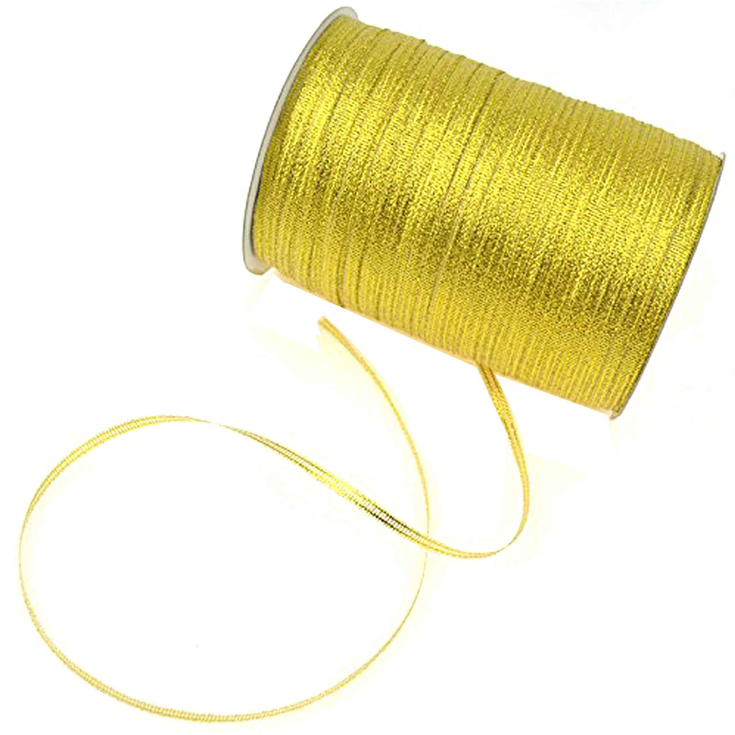 Nastro Di Raso Da 0,3 Cm, Bobina Gigante Da 870 M, Nastro In Poliestere A Doppia Faccia, Per Appendere Etichette E Biglietti, Per Progetti Artistici, Non Sbiadisce, Glitter Gold, 1/8-Inch X 870 Yard X 1 Spool-image