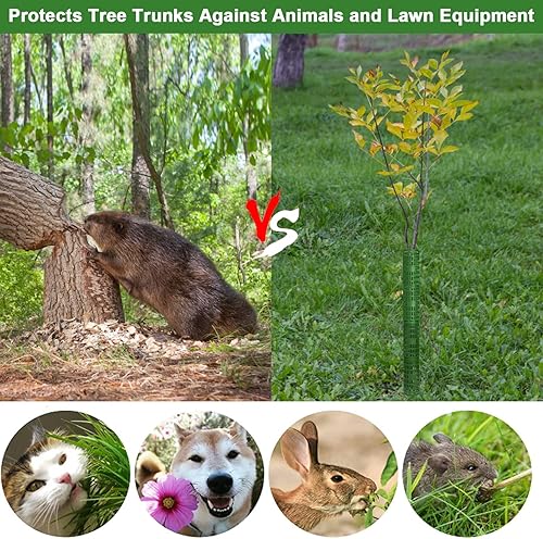 Miniatura 6 de Paquete de 4 protectores de tronco de árbol de 15 x 10 pulgadas, expandibles, resistentes a la intemperie, protector de corteza de árbol, cubierta