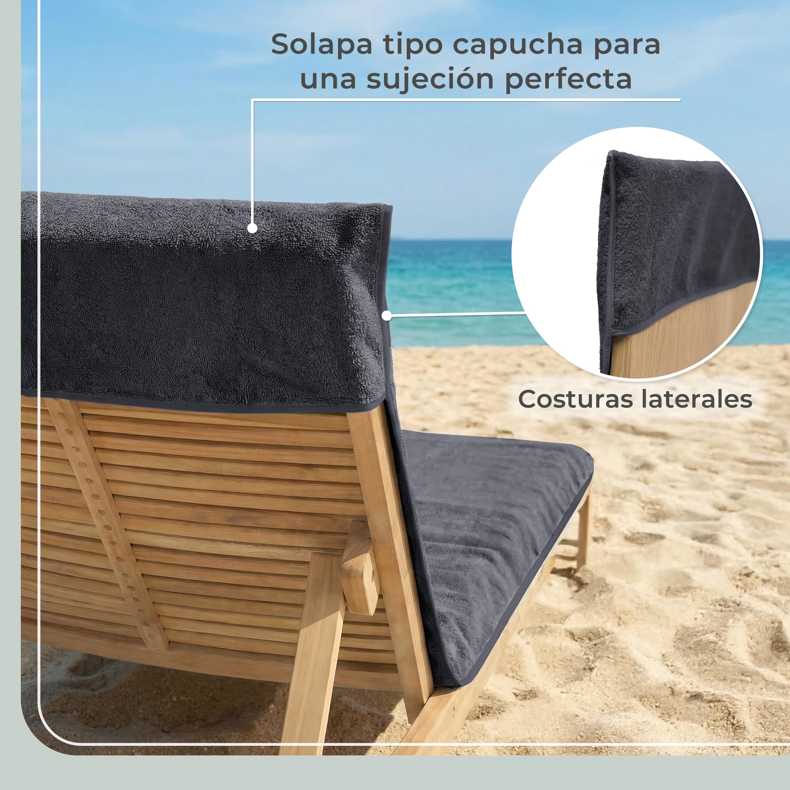 LAYNENBURG Toalla para Tumbona de jardín - 100% algodón - Oeko-Tex 100 - Funda de Toalla de Rizo para Tumbona - Funda de Hamaca para Playa, Piscina (75x200 cm Antracita)