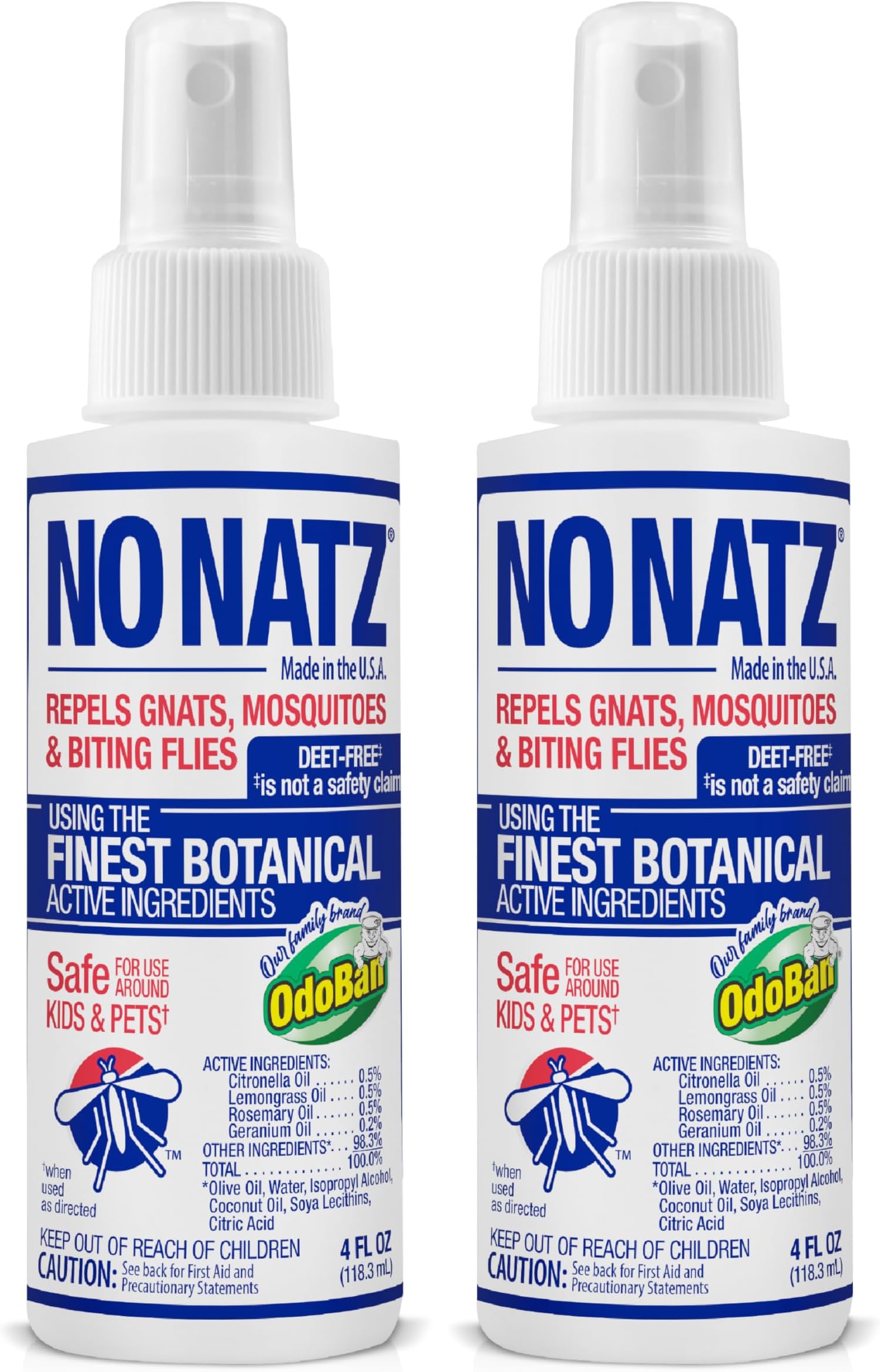 Botanical Insect Repellent, DEET-Free, Made with Natural Essential Oils, Non-Greasy Formula, Made in The USA, Fresh Scent, 4 Ounce Spray Bottle, 2-Pack