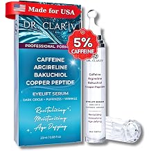 Caffeine 5% + Bakuchiol Eye Serum for Dark Circles, Puffiness Eyes with Argireline & Copper Peptides GHK-Cu   Roll-on Under Eye Serum, Anti-Aging Wrinkle Care for Fine Lines  20ml