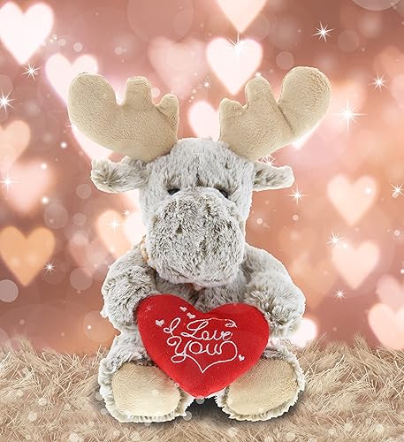 Miniatura 4 de DolliBu I Love You - Alce sentado de San Valentín, lindo animal de peluche suave con corazón rojo, regalo para el día de San Valentín, regalo de