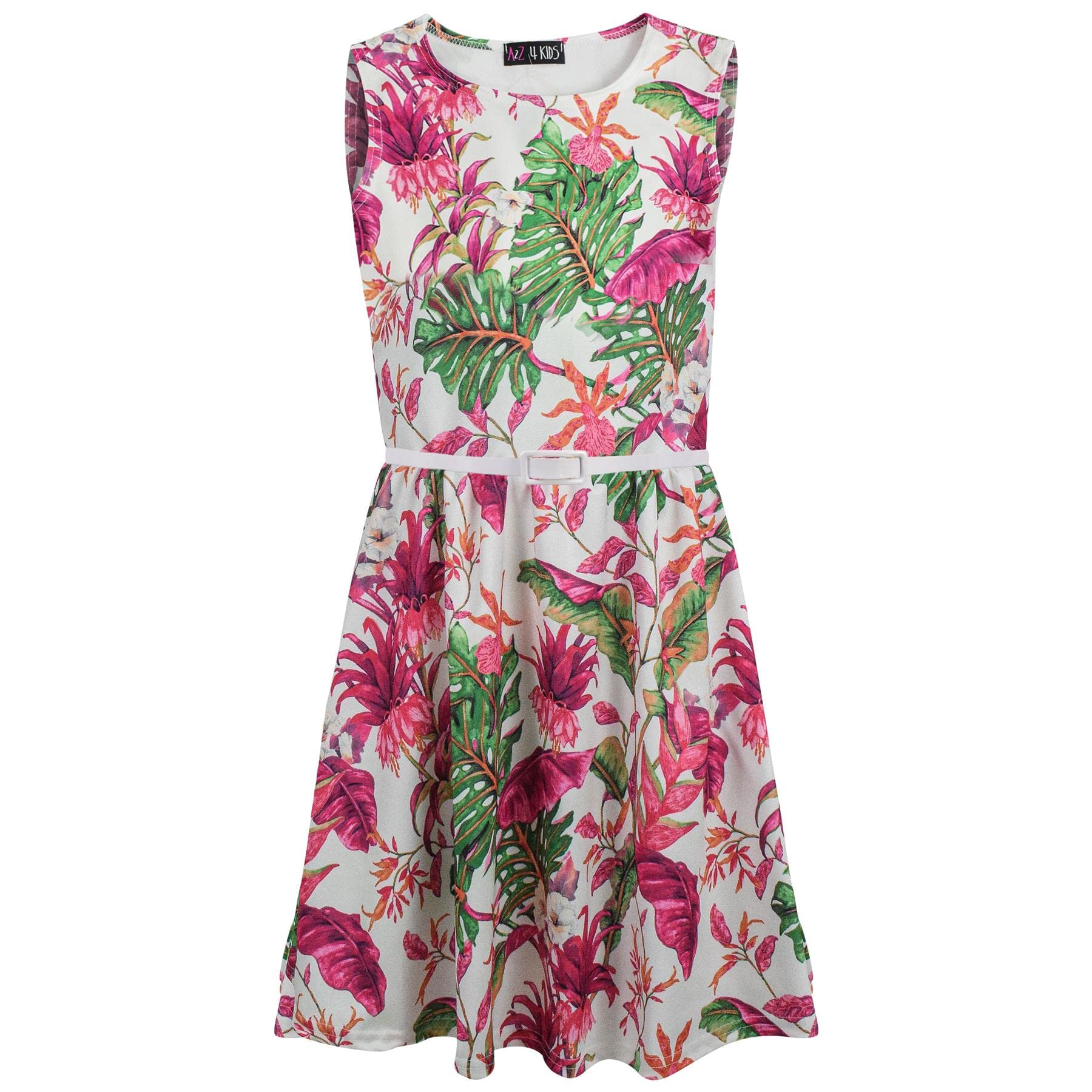 A2z 4 Kids Girls Pink Skater Dress Sleeveless Floral Comfortable - Skater Dress 679 ._11-12