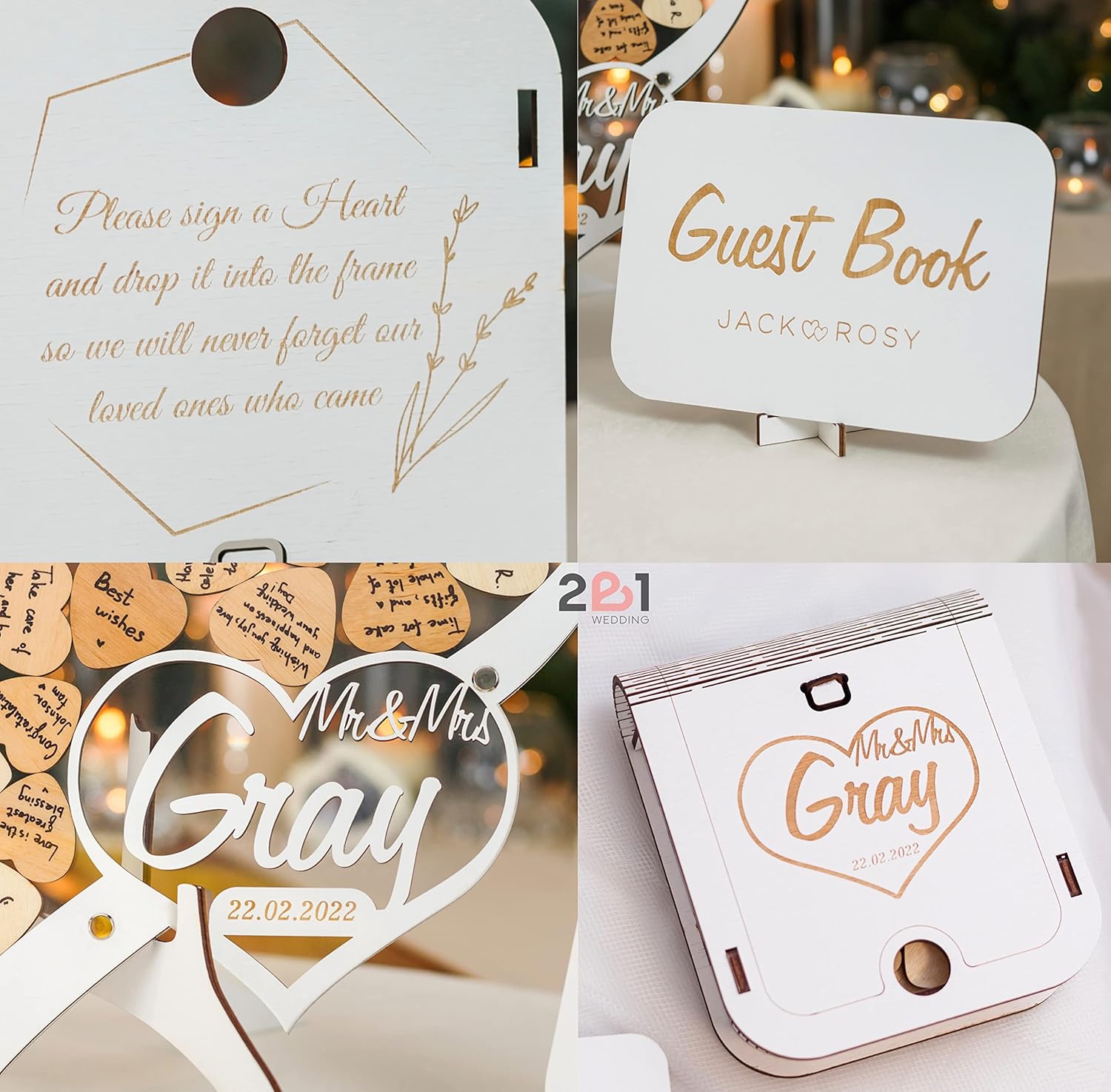Personalized Wedding Guest Book Alternative - Rustic Wedding Decorations For Ceremony Outside - Guest Book Wedding Reception Inside - Heart Frame Guest Book Signs For Wedding Party Bridal Baby Showers