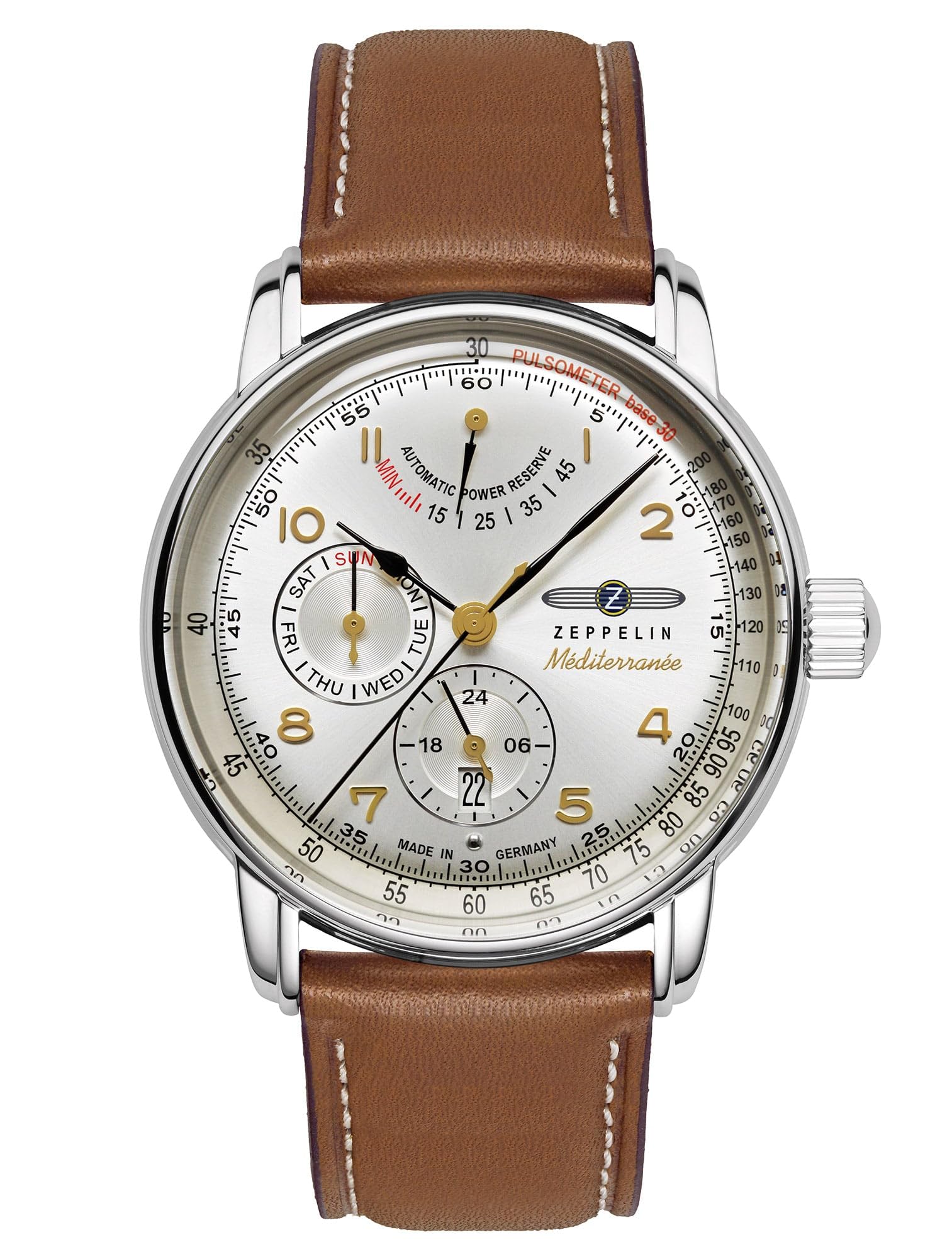 Zeppelin 9690-1 Herren Automatikuhr 42 mm Leder Braun