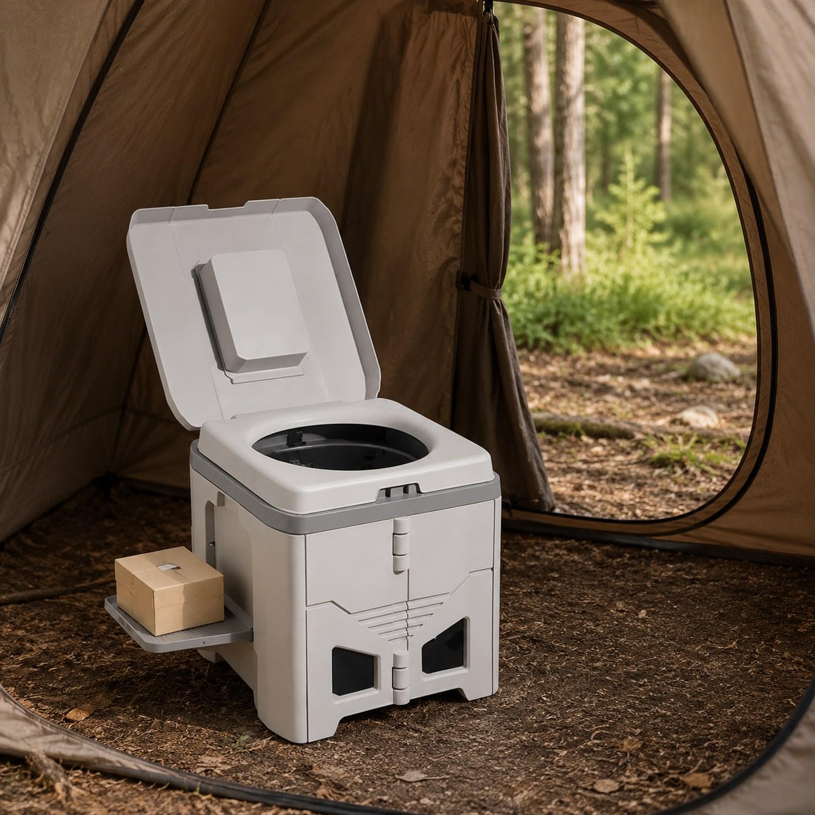 Inodoro Portátil Plegable Sanitario Compacto Asiento Multifuncional con Tapa Material PP Cómodo Fácil de Limpiar Adecuado para Camping Excursiones PES