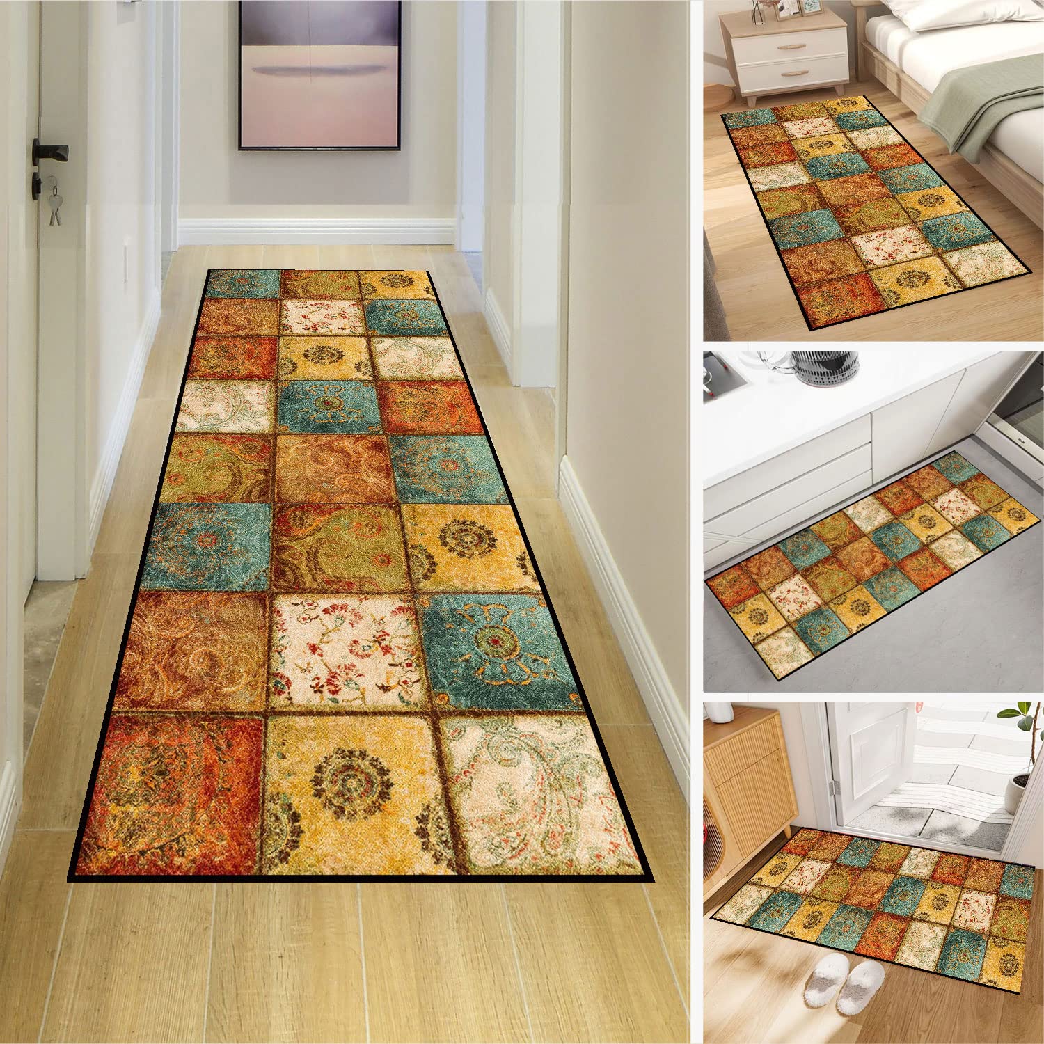 Dmkjdzsw Carpet Runner，Non Slip Backing for Kitchen Floor，Long Hallway Hall Runner Narrow Rugs - Cotton Pile