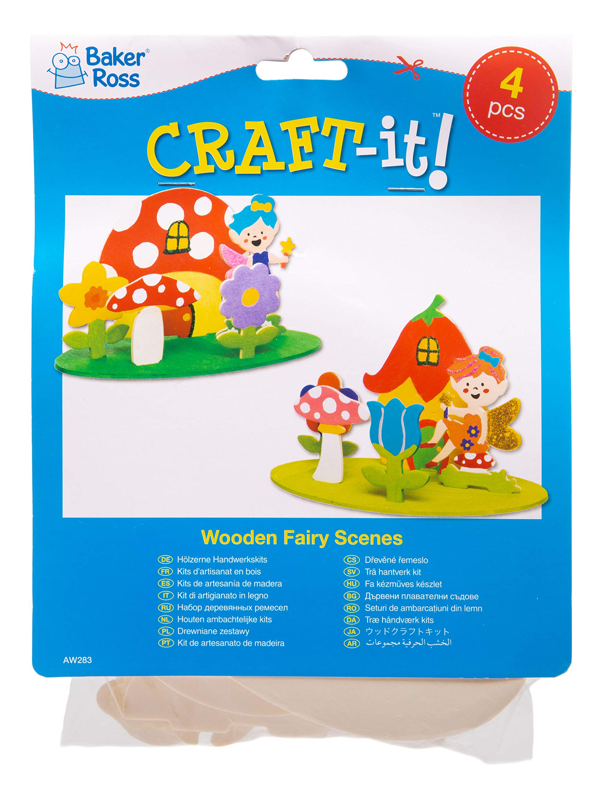 Baker Ross 3D Craft Set Fairy Made of Wood (Pack of 4) – for Children for Crafts, Shaping and Decoration Ideas
