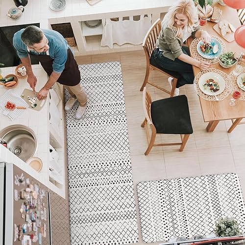 Vista 85 de KIMODE - Juego de 2 tapetes de cocina bohemios, antifatiga, antideslizantes, impermeables, ergonómicos, acolchados, cómodos, para lavandería, Caqui