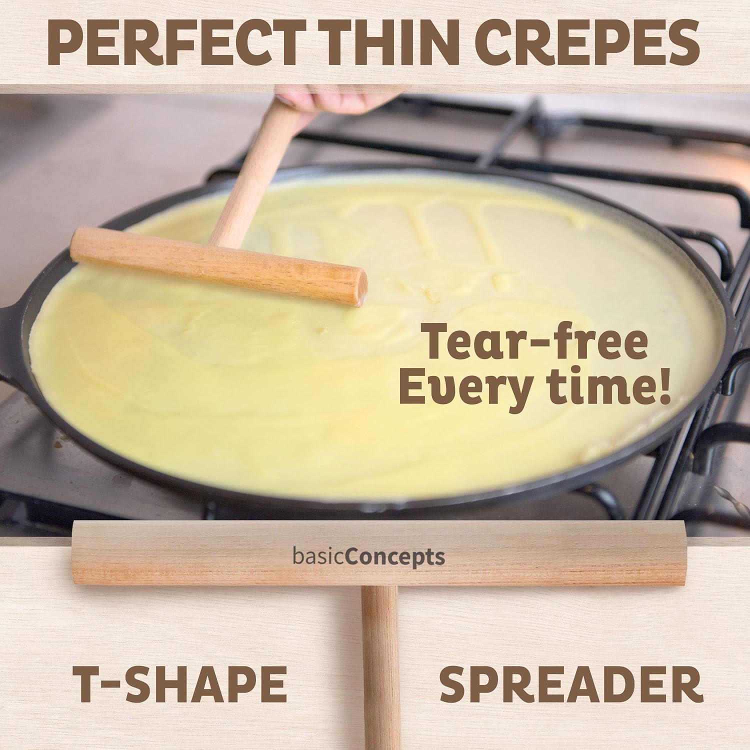 Crepe Spreader Set (4 Pack), Professional Crepe Spreaders, Wooden Crepe Tools - 2 Crepe Spreaders for Making Crepes, Crepes Spreader Set, Crepe Kit, Crepe Tool Set, Crepe Maker Accessories, Crepe Set
