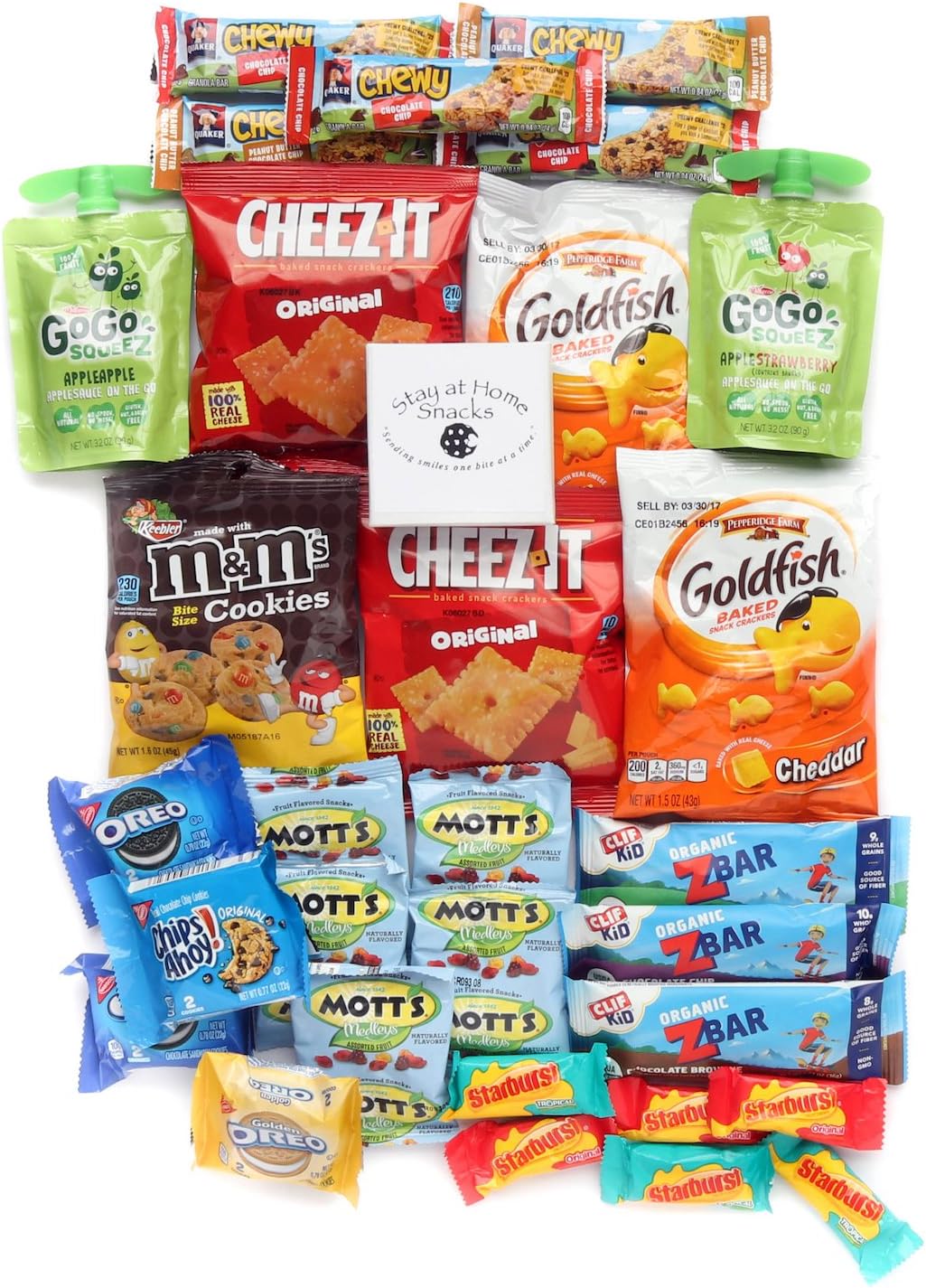 Healthy and Delicious Snack Package "Young at Heart" Box of 30 Items- Includes GoGo Sqeeze, Clifkidz, Oreo, Goldfish, Quaker Bars