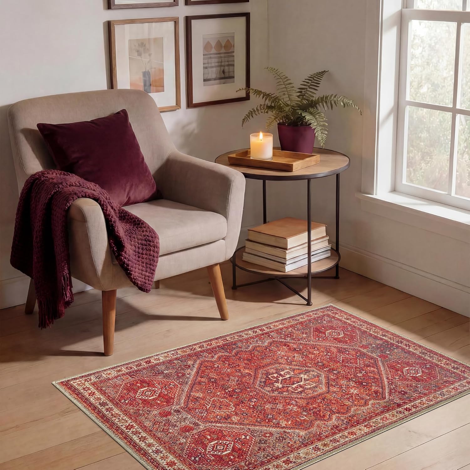 Keen Home Design Vintage Washable Entryway Rug, Non-Slip Low Pile, 2x3 image 4