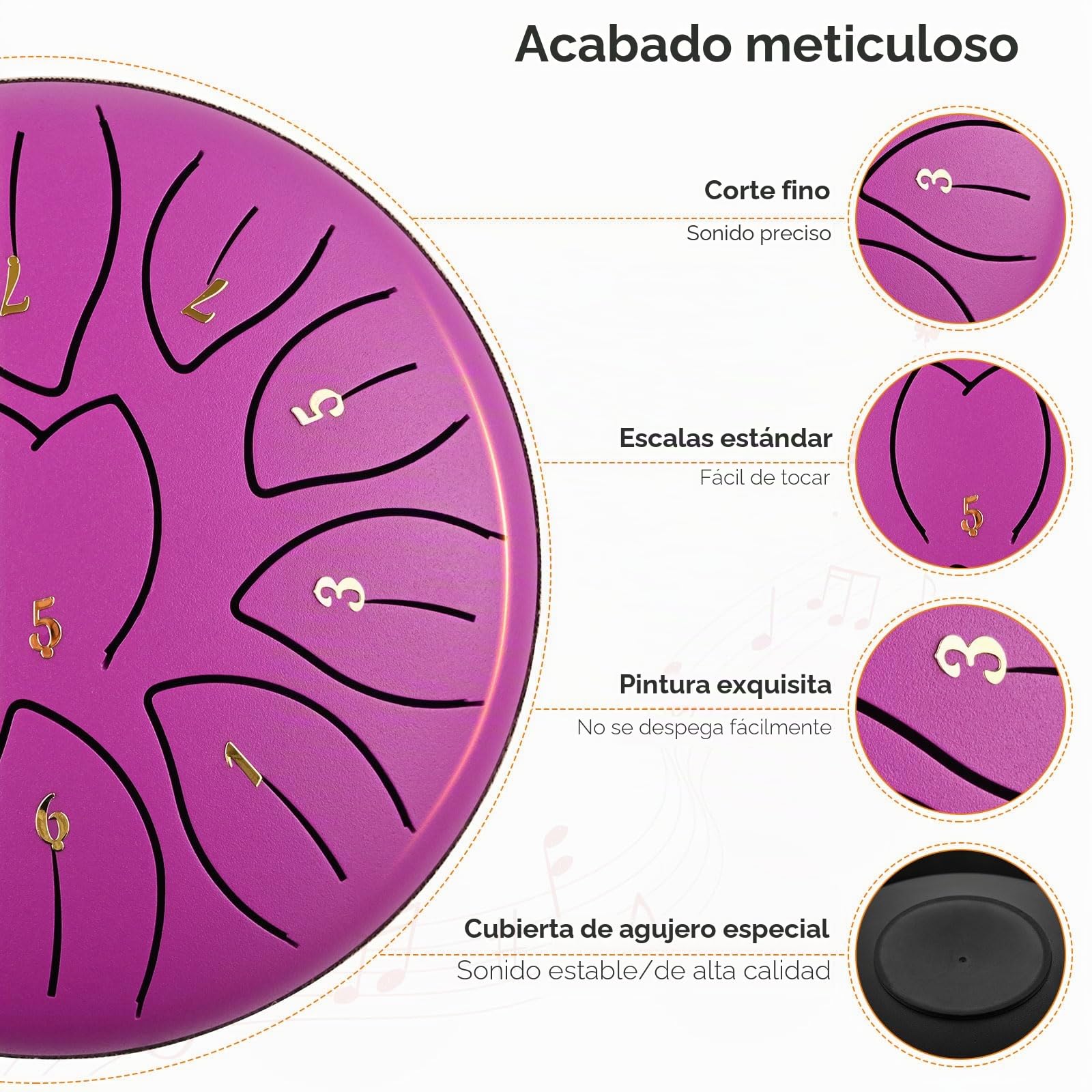 Tongue Drum 6 pulgadas 11 Nota Tambu, Tambor de Lengua de Acero, Instrumento de Percusión, handpan de Acero para Educación Musical, Meditación, Yoga, Mejor Regalo para Niños y Adultos Principiantes.