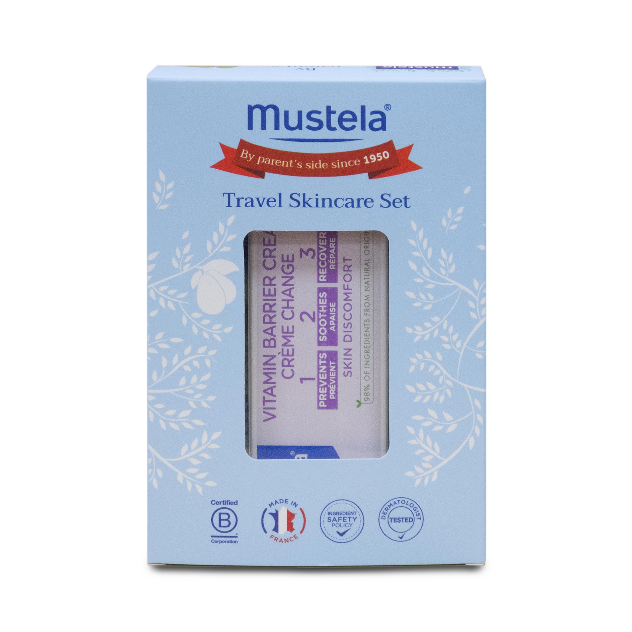 Mustela Baby Travel Skincare Set â€“ Diaper Rash Cream (50ml), Gentle Cleansing Gel (100ml), Hydra Baby Body Lotion (100ml) â€“ Gentle, Safe & Natural Care for Sensitive Baby Skin