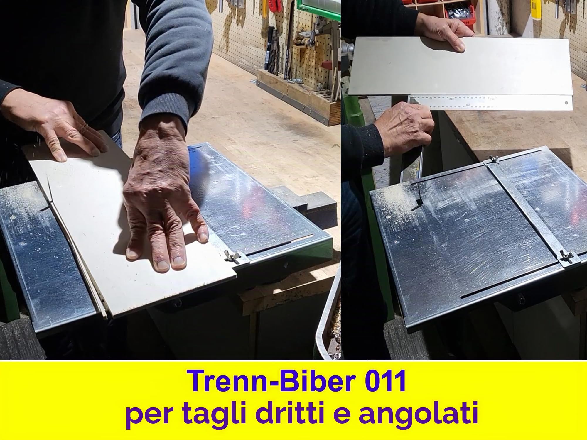 Guida per lama da sega Trenn-Biber per sega a gattuccio come tavolo da taglio