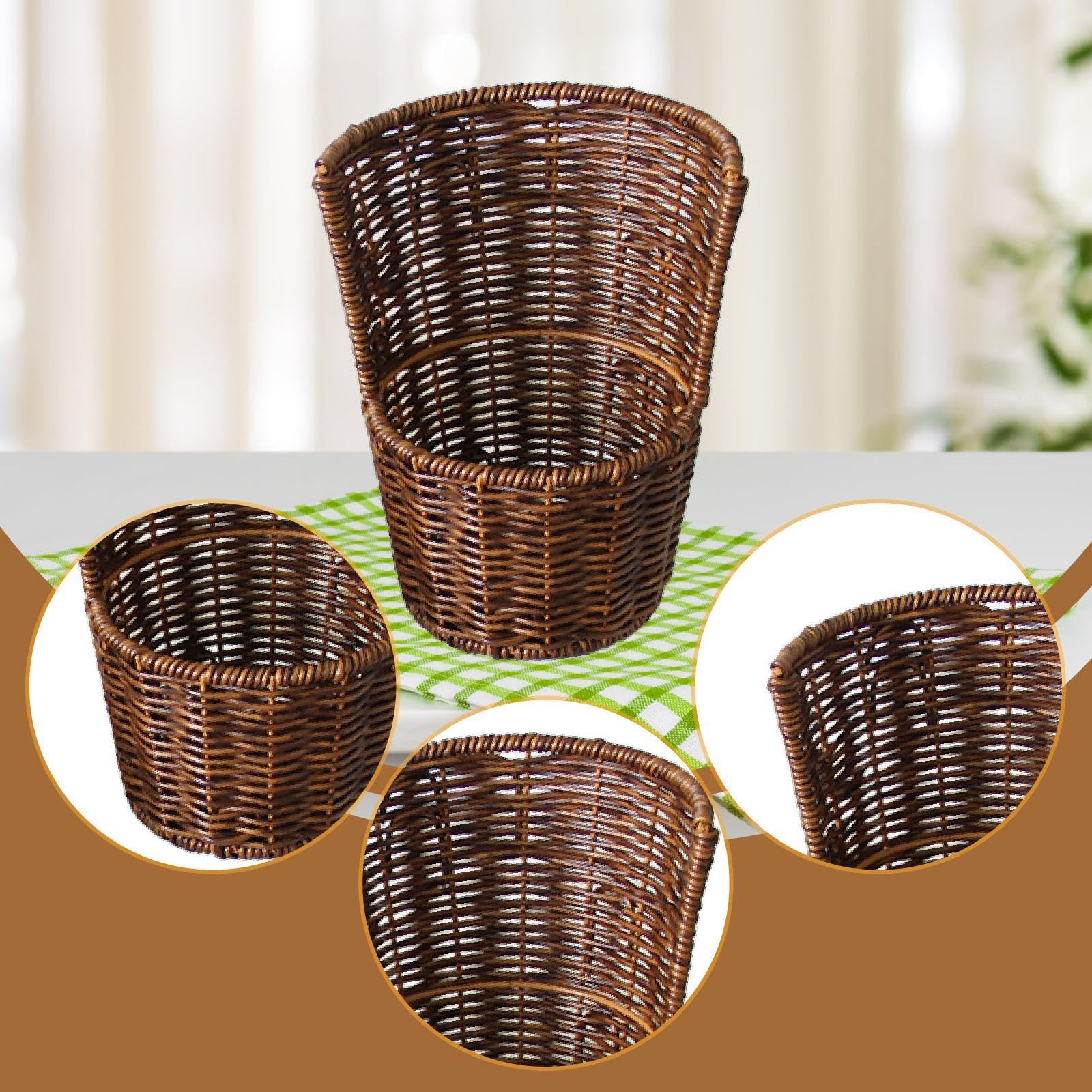 KiBcsLic Imitation Rattan Storage Basket Bread Basket Decor Display Handwoven Decorative for Bar Tabletop Picnic Outdoor Kitchen