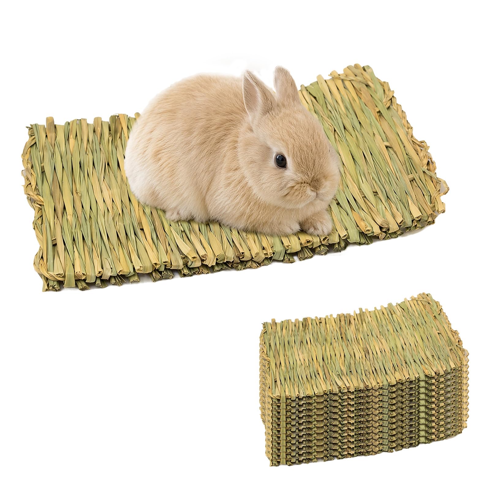Szzhantuo 12 PCS Rabbit Straw Grass Mat for Cage Bedding & Chew Toys