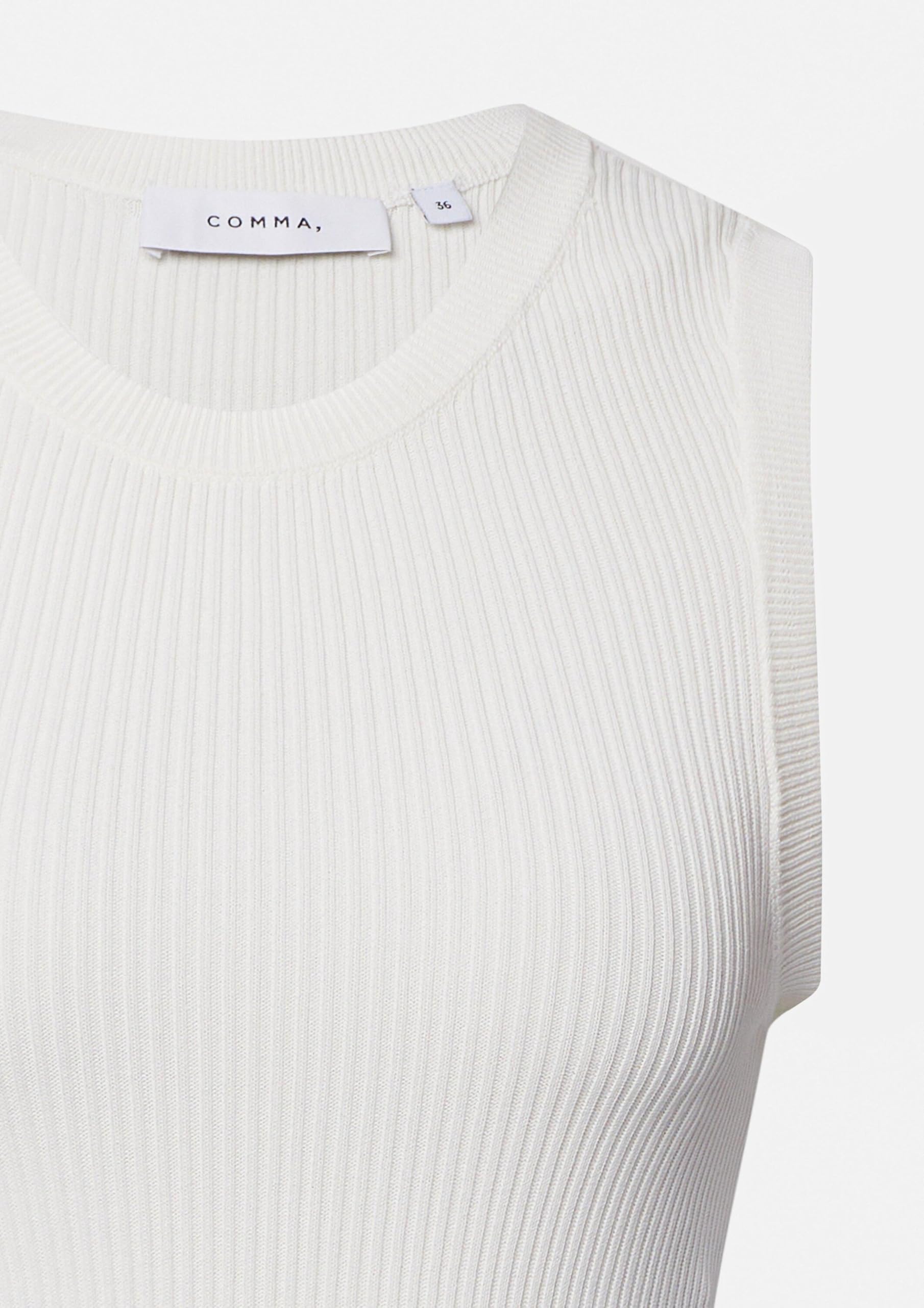 Comma Geripptes Stricktop aus Viskosemix im Slim Fit