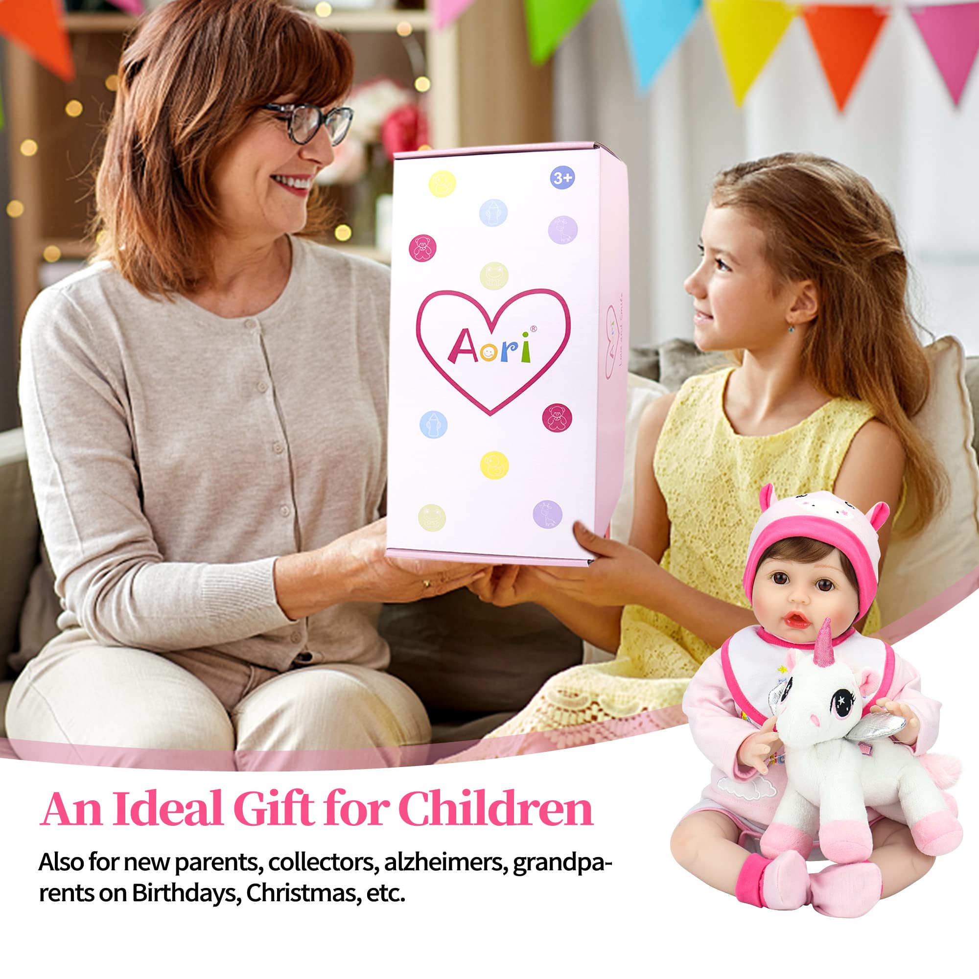 Aori Reborn Baby Dolls 22 Inch Realistic Newborn Baby Girls Lifelike Weighted Baby Girl Dolls Pink Unicorn Reborn Baby Girl Dolls