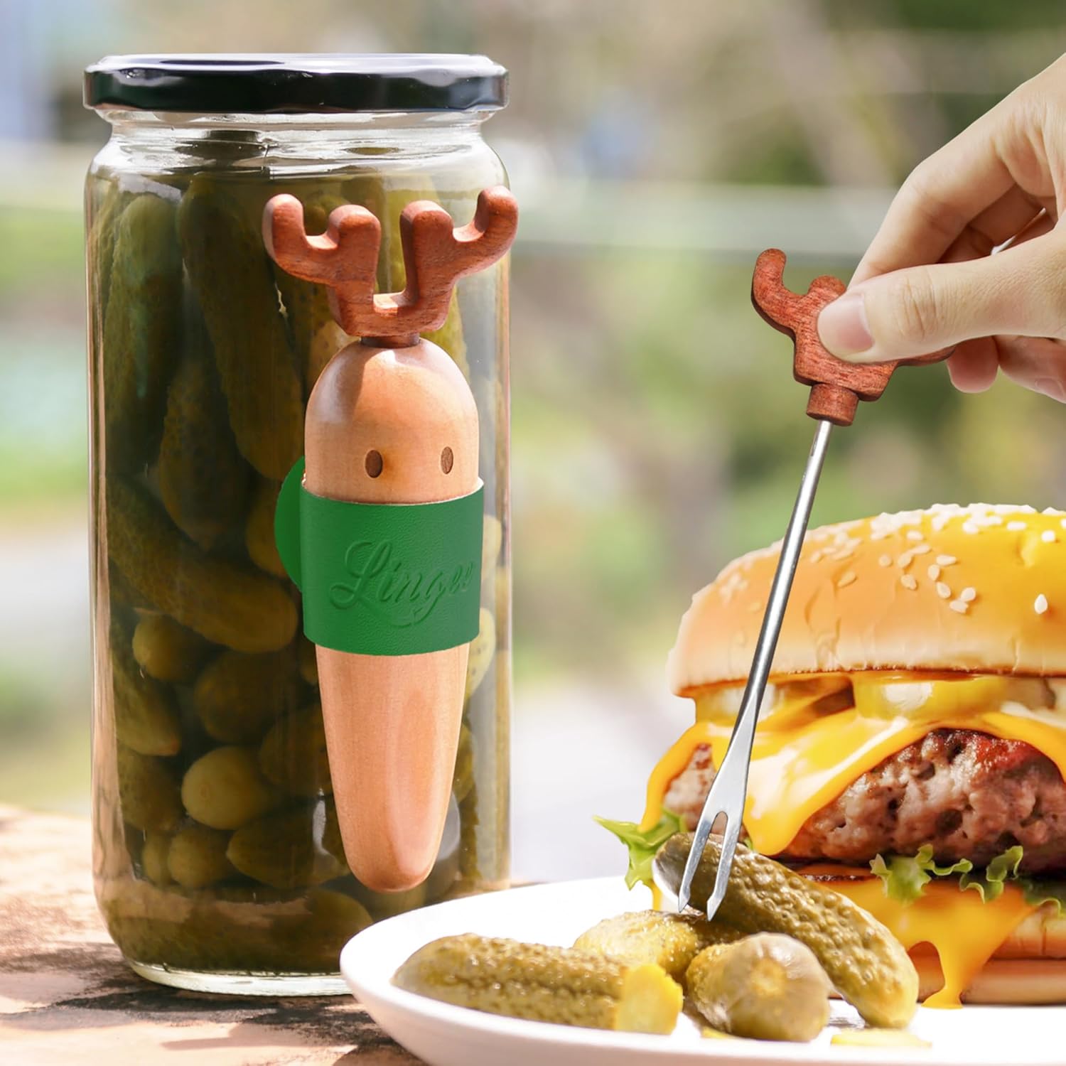 Shinelingee Stainless Pickle Fork, Pickle Grabber, Fruit