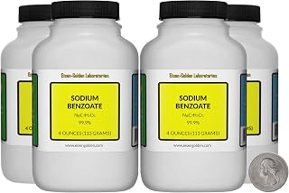 Sodium Benzoate [NaC7H5O2] 99.9% USP Food Grade Micropellets 1 Lb in 4 Bottles