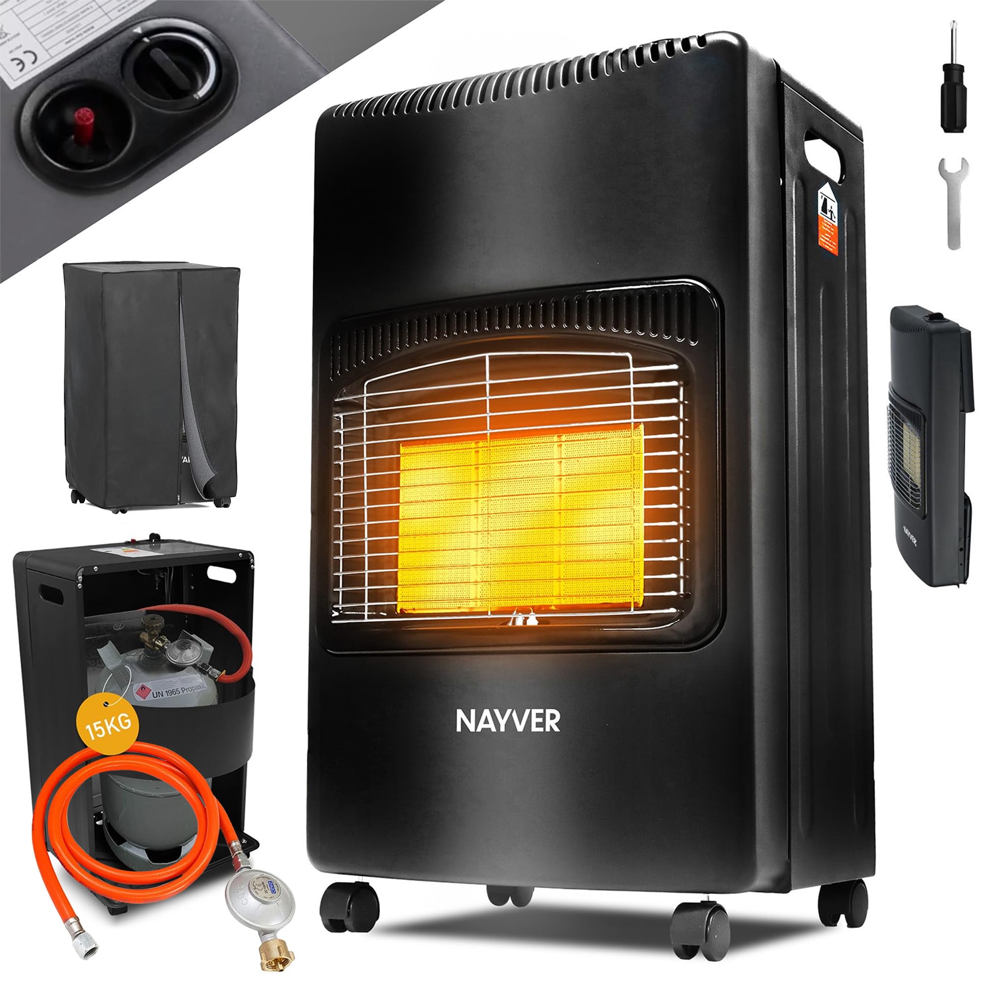 KESSER® Gasheizer Keramik 4200 Watt Gas Heizstrahler inkl. Gasdruckregler Gasschlauch - Gasheizofen inkl. Schutzhülle Gasheizgerät, Infrarot Keramikbrenner, Butan- oder Propangasflaschen Schwarz: Tests, Infos & Preisvergleich