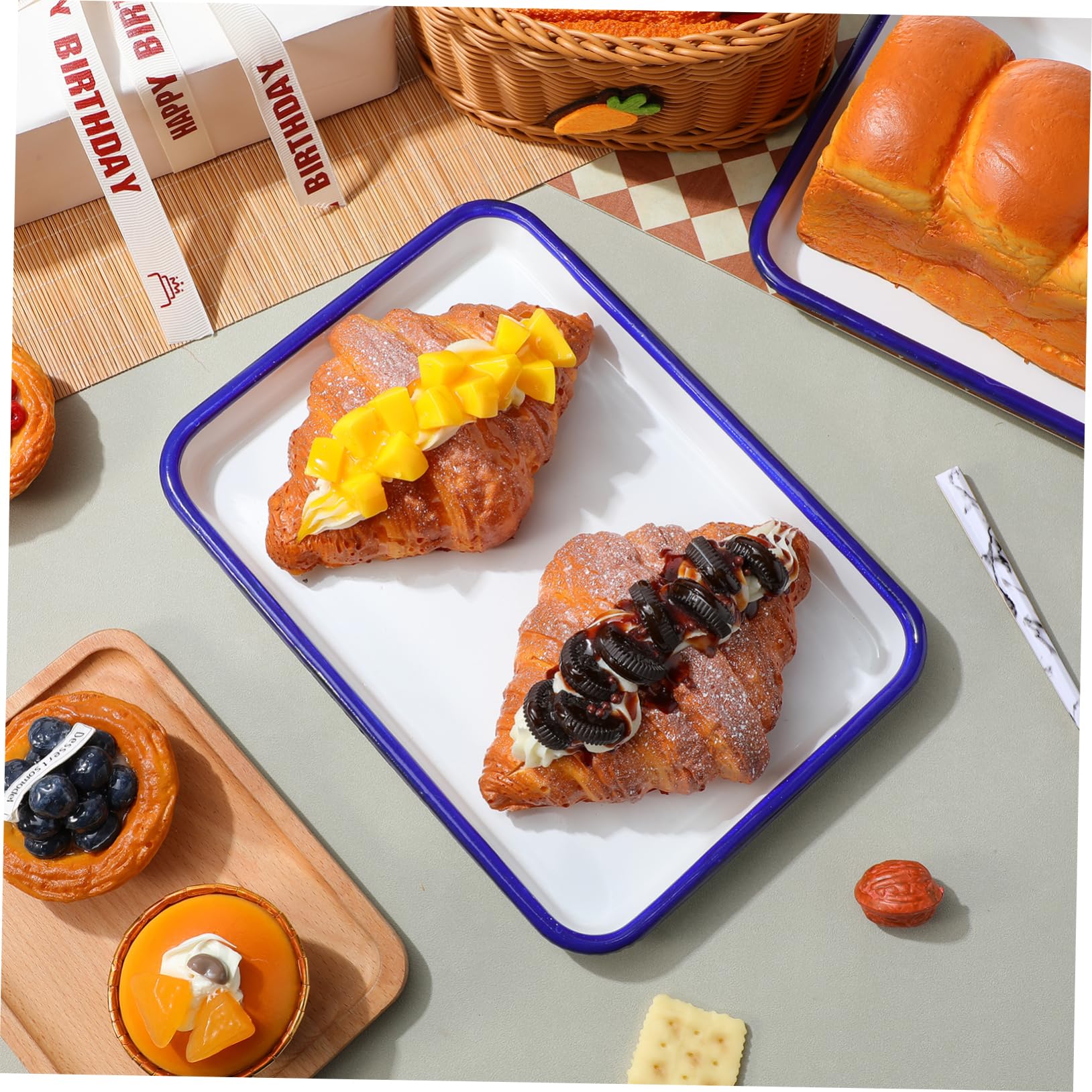 Zerodeko 2 Piezas Bandejas para Hornear Esmaltadas Reutilizables Bandeja Cuadrada de Color Antiadherente Pasteles