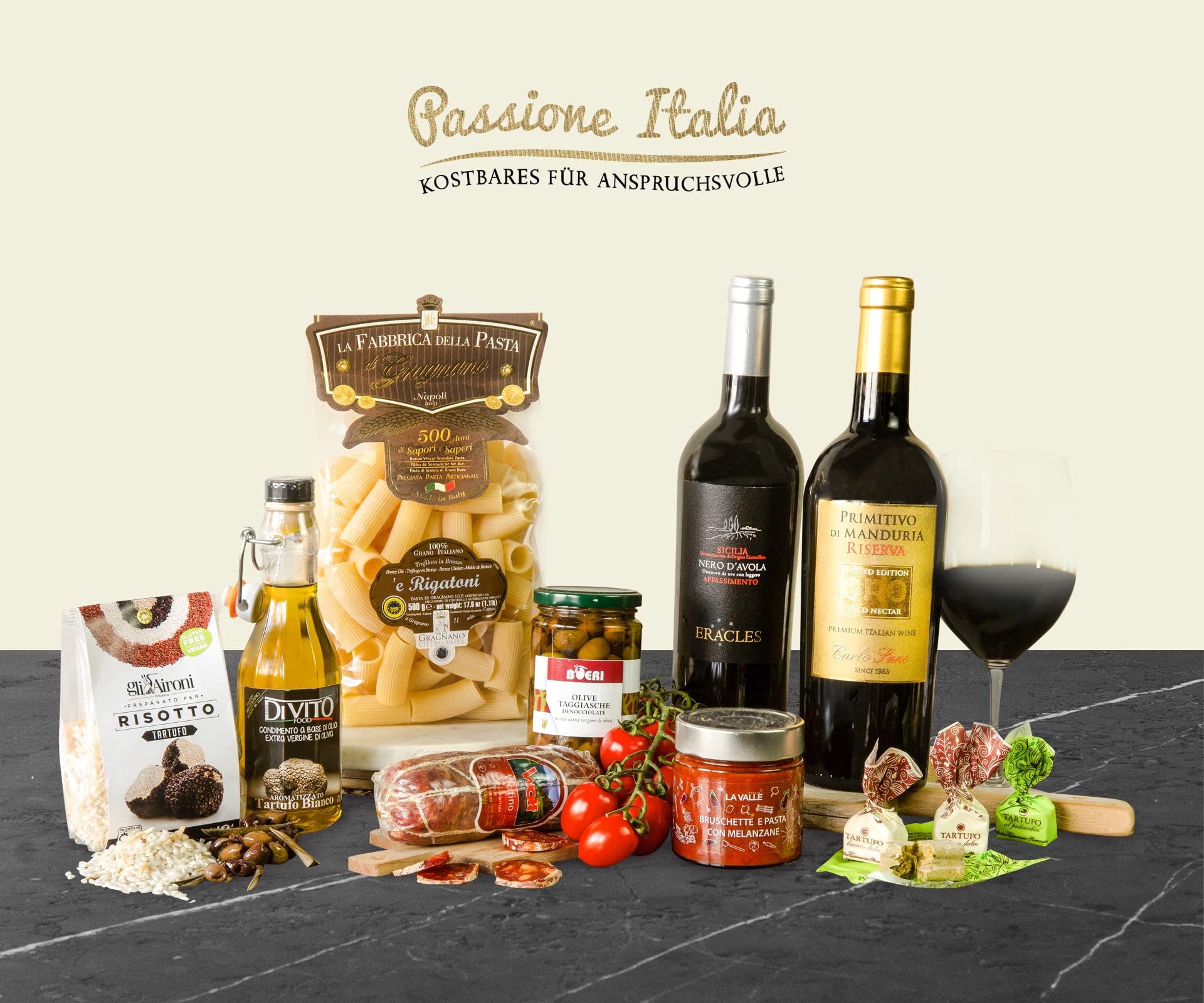 Feinkost Geschenkkorb SAPORI D'ITALIA DELUXE mit ausgesuchten italienischen Delikatessen Spezialitäten - Geschenkset Italien