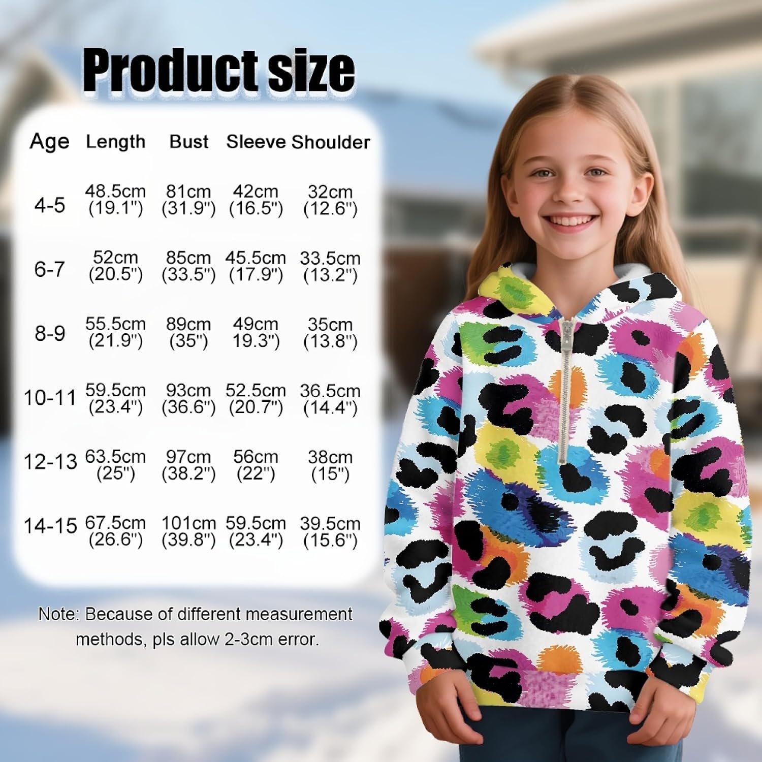 Hawapod Hoodies For Girls Pattern Plus Size Comfort Long Sleeves Half Zip Pullover Sweatshirt With Pockets Size 4-15