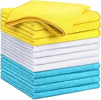 GLIMGLINT 12-Pack Microfiber Cleaning Cloths - Super Absorbent Reusable Rags for Kitchen, Car, Screens - 14x12 Inch Multicolor