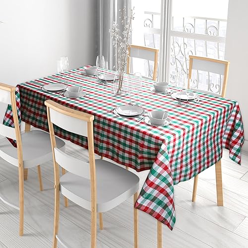 Miniatura 4 de Urban Villa - Mantel de mesa 100% algodón, para uso diario, cenas familiares o fiestas en interiores o exteriores, a cuadros, color azulblanco,