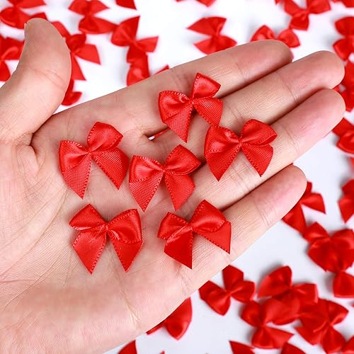 Miniatura 4 de 160 lazos de cinta de satén rojos para manualidades, lazos de Navidad para bodas, cumpleaños, árbol de Navidad, manualidades, decoración del hogar,