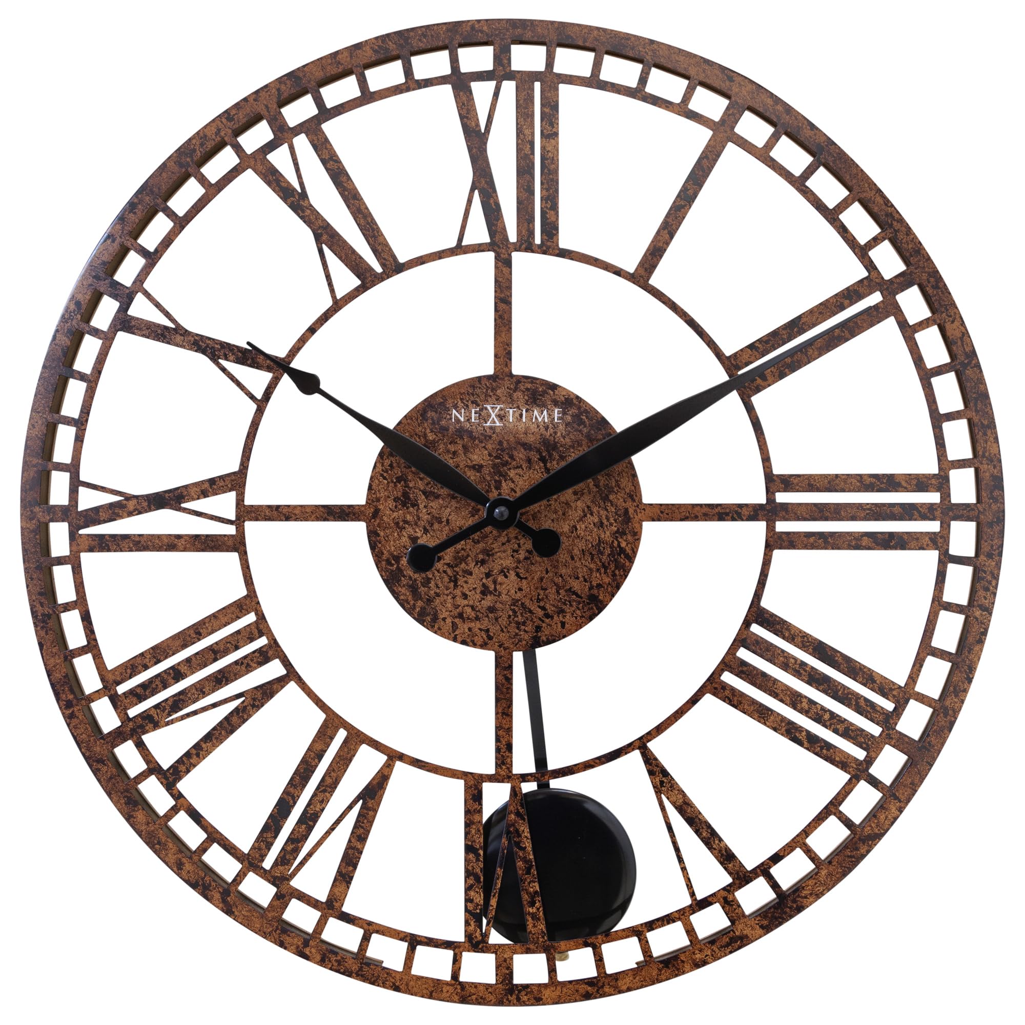 Large Farmhouse Wall Clocks for Living Room Decor,Oversized Roman Vintage Wall Clock, Natural Wood Grain&Steel Non Ticking; Rustic Style Wall Clock for Wall Decor (London)