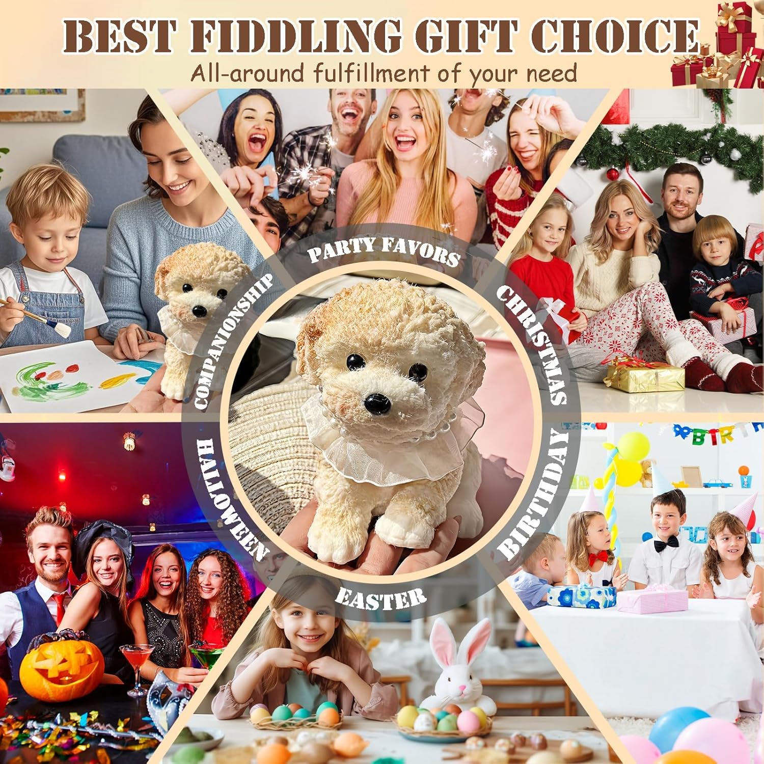 Big Taba Squishy Dog, Handmade Squishy Dog Stress Relief Toy for Adult/Kids, Cute & Soft Teddy Dog Design, Perfect Squeeze Toys Gift for Relaxation and Fun(Cream Color) - Image 6