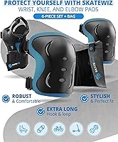 Vista 3 de SKATEWIZ Juego de rodilleras y coderas para niños y adultos con protectores de muñeca para patinaje sobre ruedas [6 piezas] - Equipo de protección