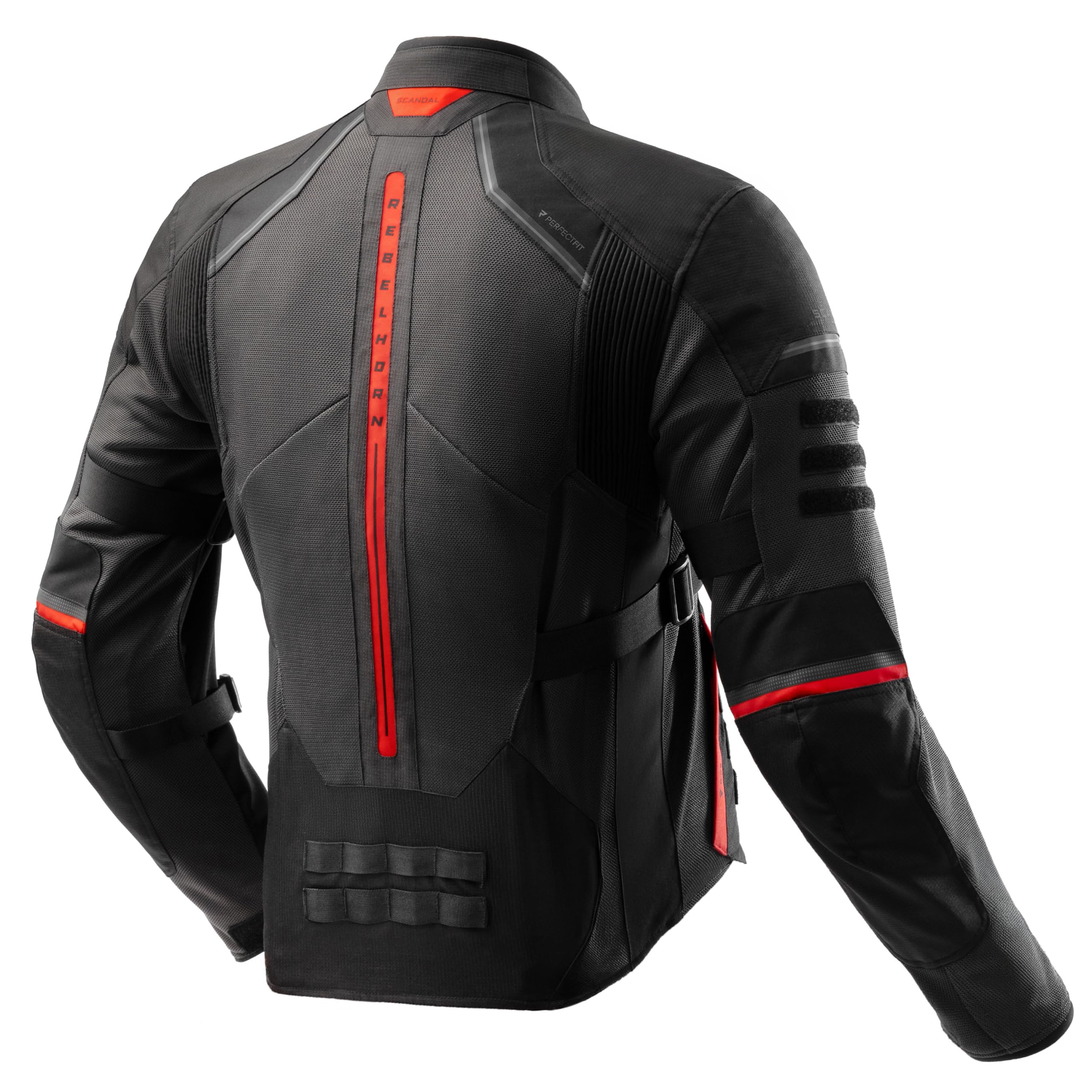 REBELHORN Scandal 3 Chaqueta de Moto Hombre | Textil | Protectores de Codos y Hombros Nivel 2 | Bolsillo para Protector de Espalda | Amplios Paneles de Ventilación de Malla | Tallas hasta 10XL