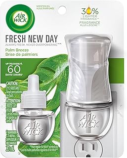 Airwick Plug In Scented Oil Kit, Fresh New Day, Palm Breeze, 1 Warmer + 1 Refill (1x20mL)