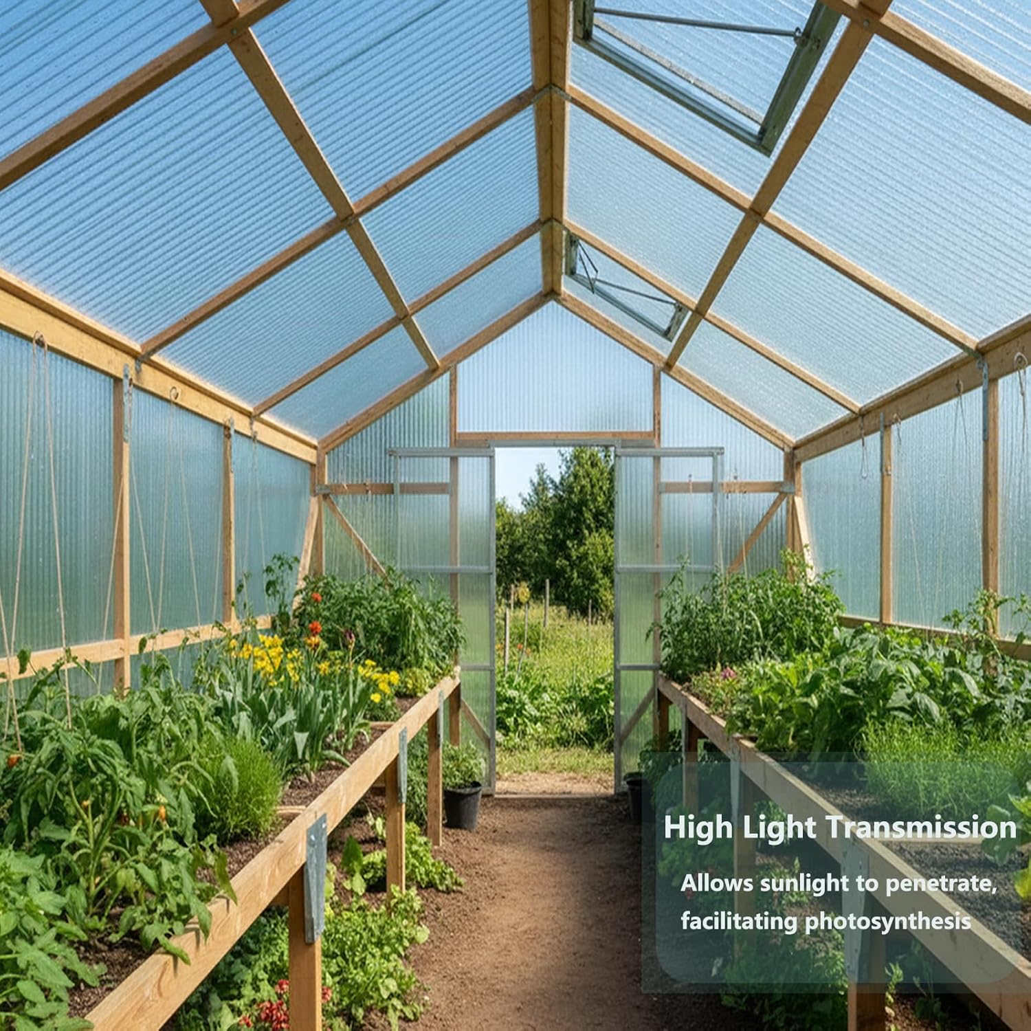 6 PCS Polycarbonate Roof Panels, Splicable Corrugated Plastic Rain-Proof UV Protection Clear Daylighting Panels for Horticulture, Agriculture, Sunrooms, and Chicken Coops Plant Cover