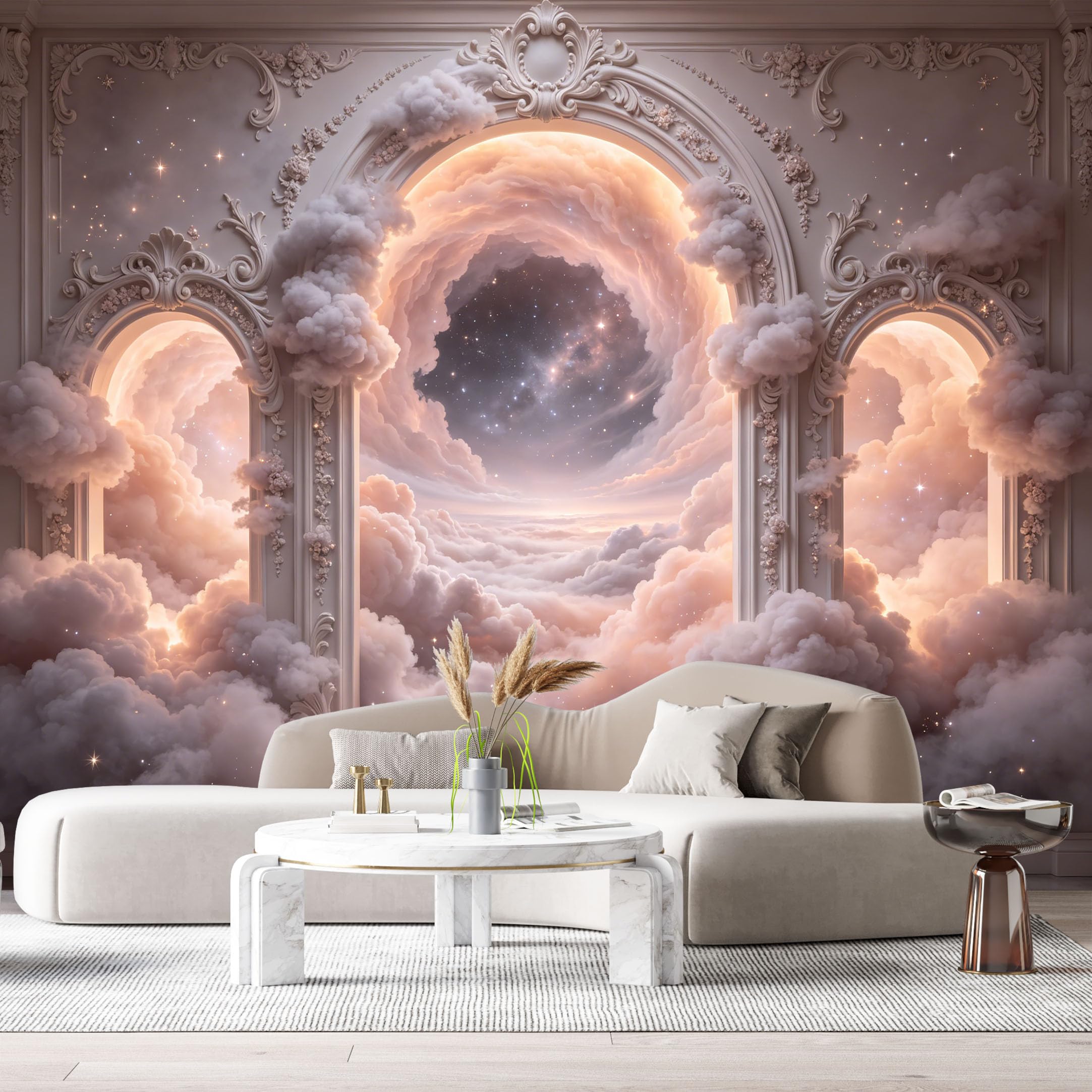 Custom Size Wall Murals Celestial Palace Sky Vortex 3D Trompe L'Oeil SelfAdhesiveWall Fabric Removable Wallpaper Wall Decor for Living Room Bedroom Bathroom