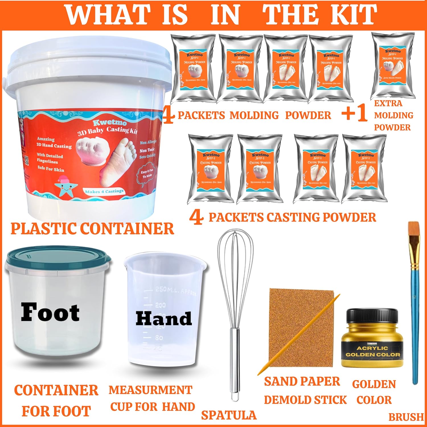 Kwetmo Hand Casting Kit for Baby, molding Powder for Hand Casting, 3D Baby Casting Kit, Best Gift for New Parents, Hand Mould Kit for Baby, Molding Clay, Molding Powder (Baby Casting KIT Full) 2 81ZIP9bPgcL. SL1500