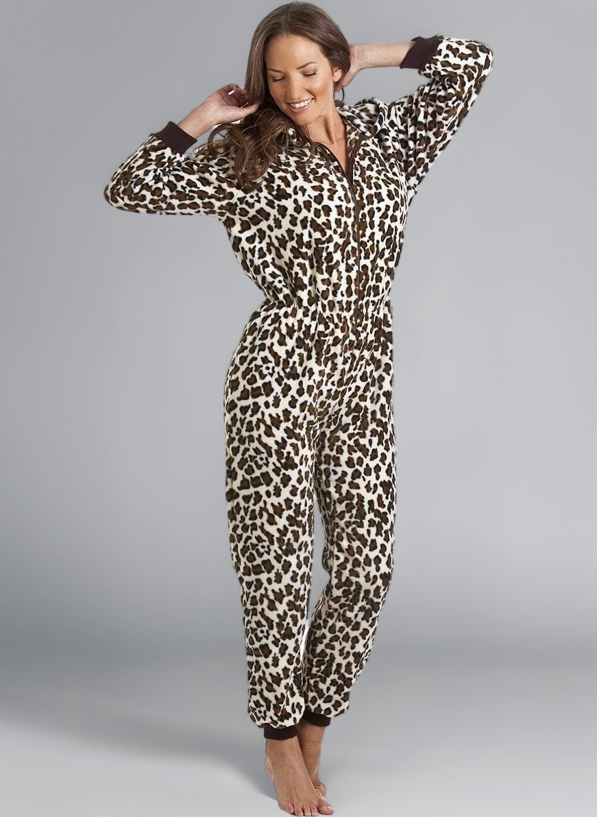 Camille Womens Animal Print Soft Fleece Onesies