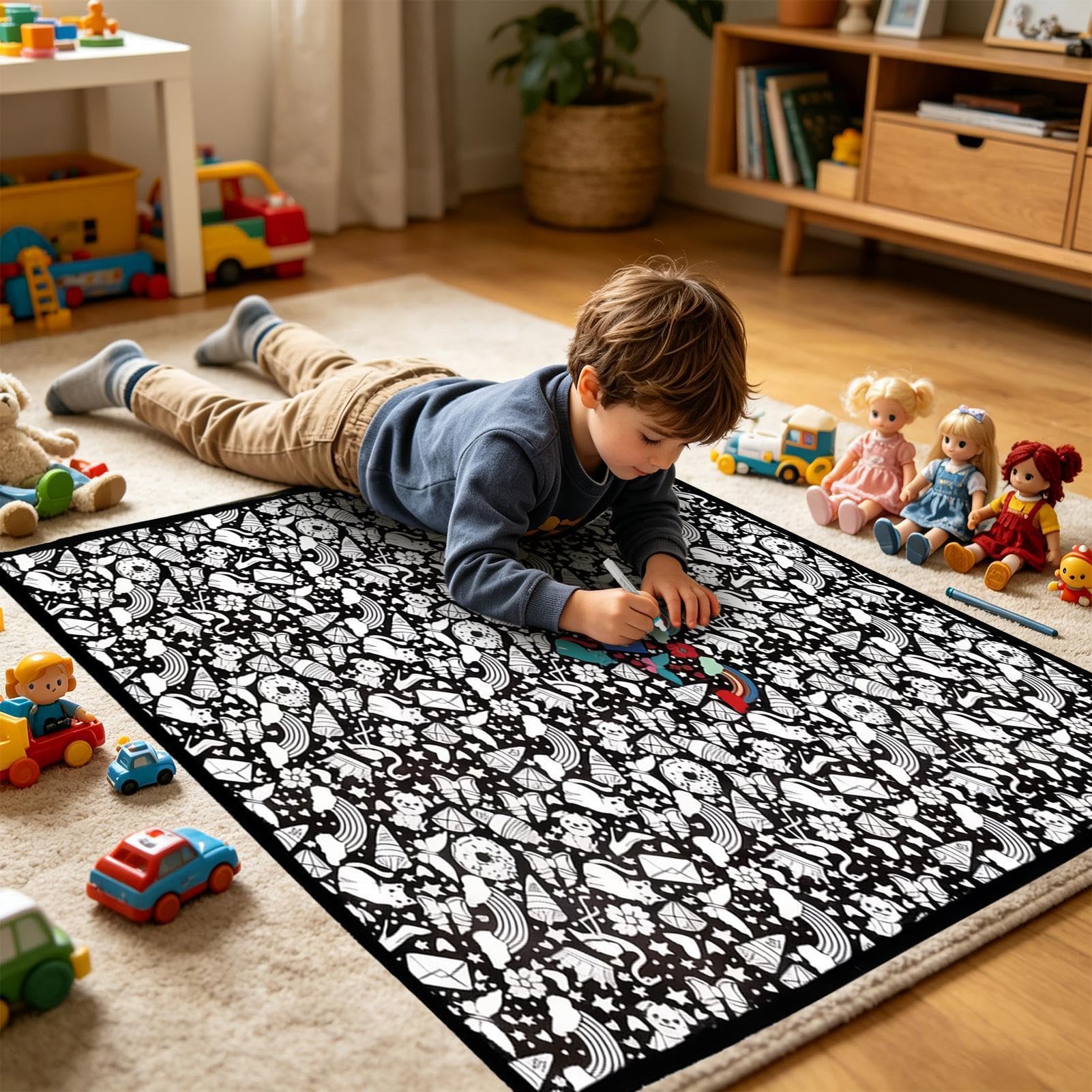 DIY Maldecke Decke Zum Ausmalen Mit 24 Stoffmalstiften | 150 X 115 Cm Samt + Polyester,Wiederverwendbare Decke Zum Bemalen Erwachsene | Für Couch, Sofa, Sessel