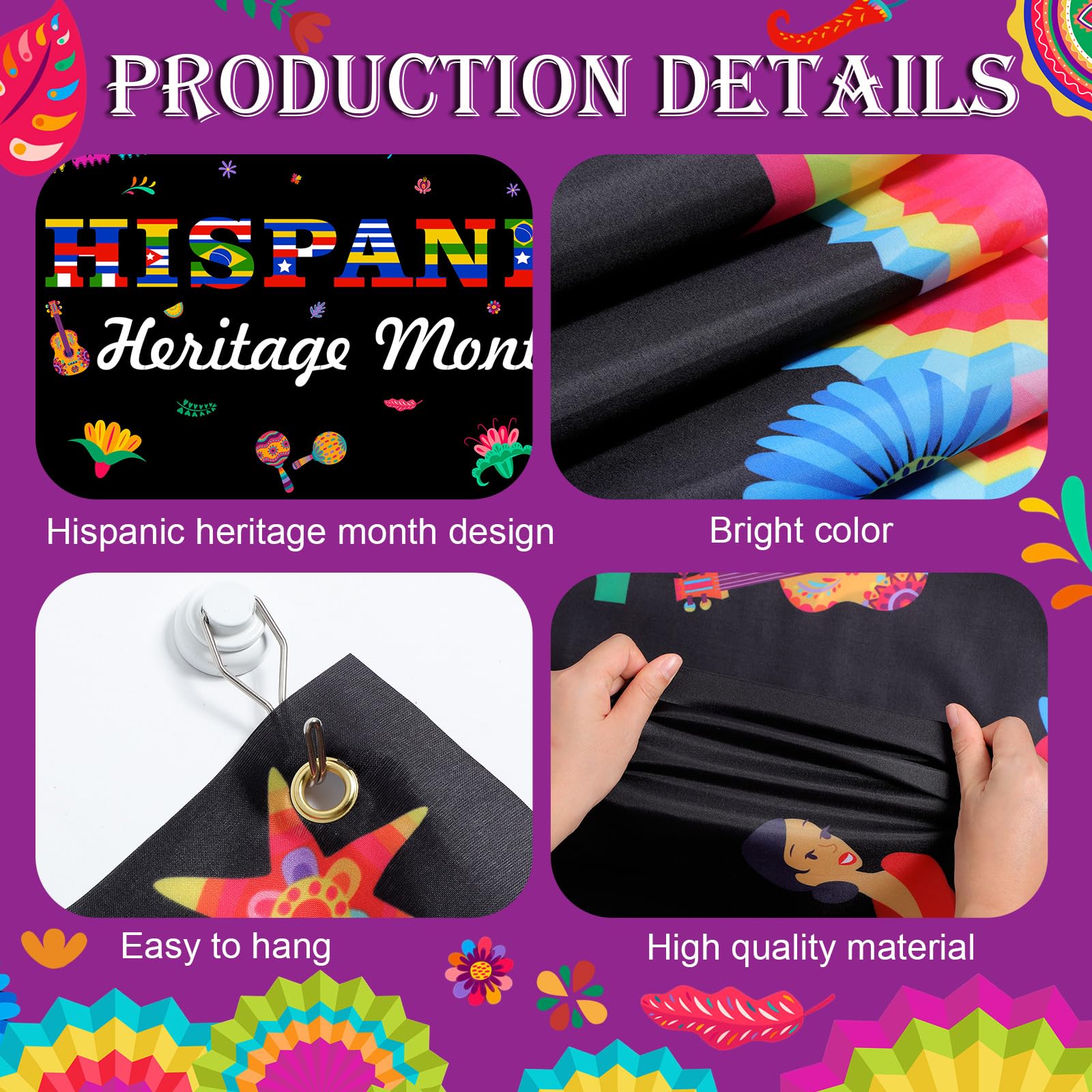 Dekoration-Set „Hispanic Heritage Month“ – Papierblumen & Banner Für Klassenzimmer & Party | 33-teilig, 180x110 Cm