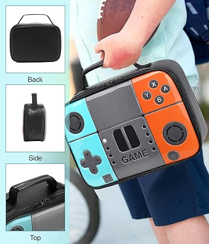 Miniatura 7 de Boys Lunch Box,Kids Gamer Lunch Box for Boys,Insulated Leather Lunch Bag for Kids,School Thermal Meal Cooler Lunchbox for Boy Teen