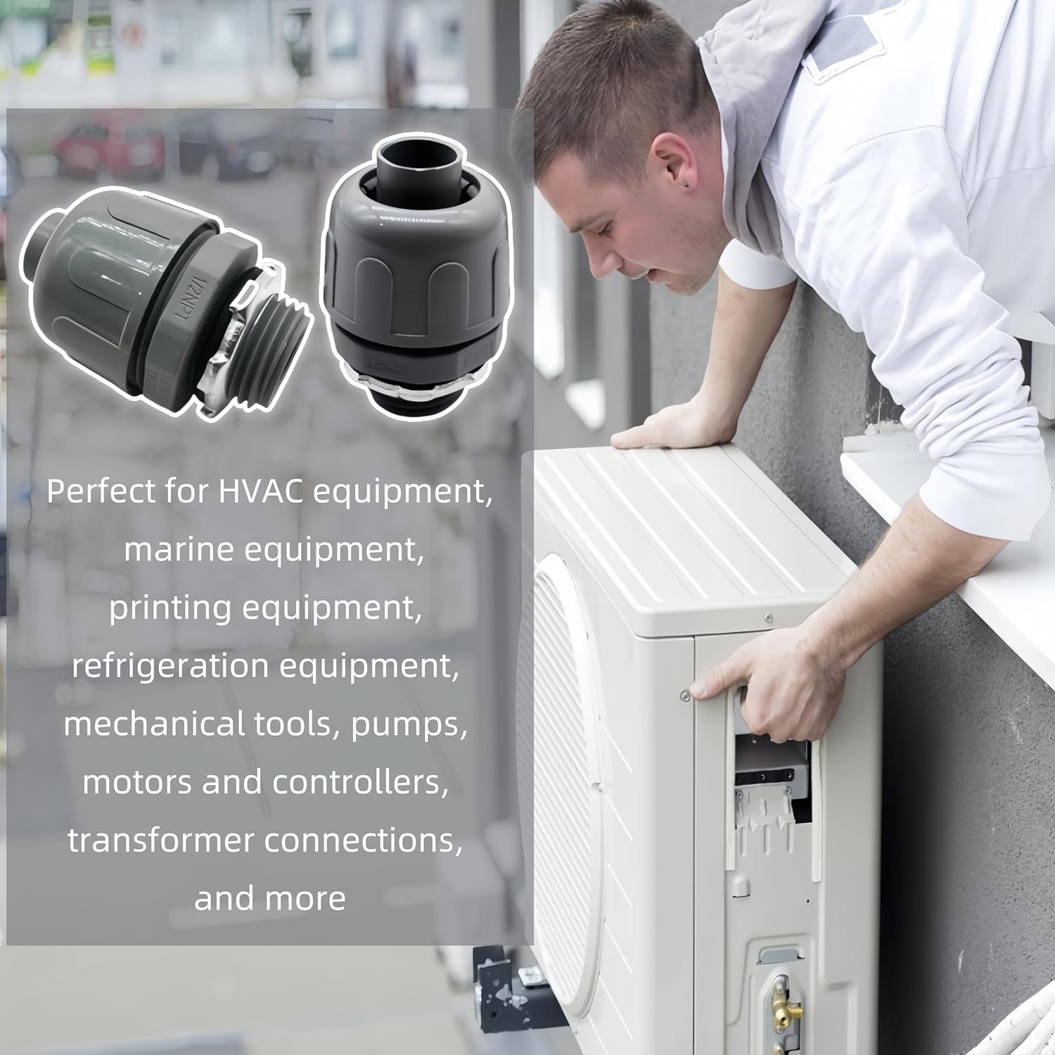 100 PCS 1/2 Inch Liquid Tight Connector, PVC Electrical Conduit Fittings, Non-Metallic 180 Degree Flexible Conduit Connector for Home Kitchen HVAC Outdoor Tubes Pipes Quick Connection