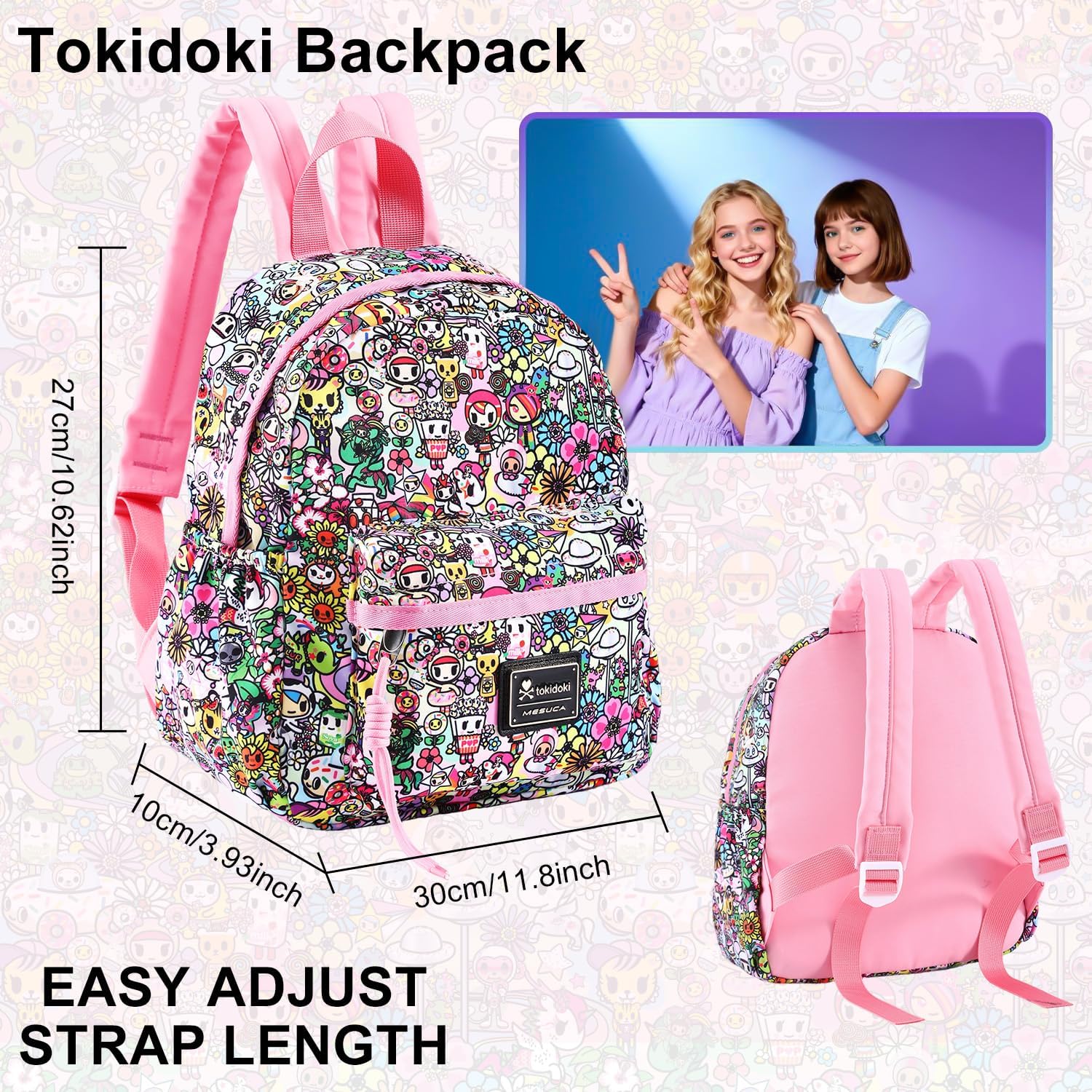 Tokidoki Kawaii Mini Backpack for Women, Light Weight Small Waterproof Backpack Purses, Cute Unicorn Catoon Quilted Casual Daypack for Daily Work & Travel (Pink)